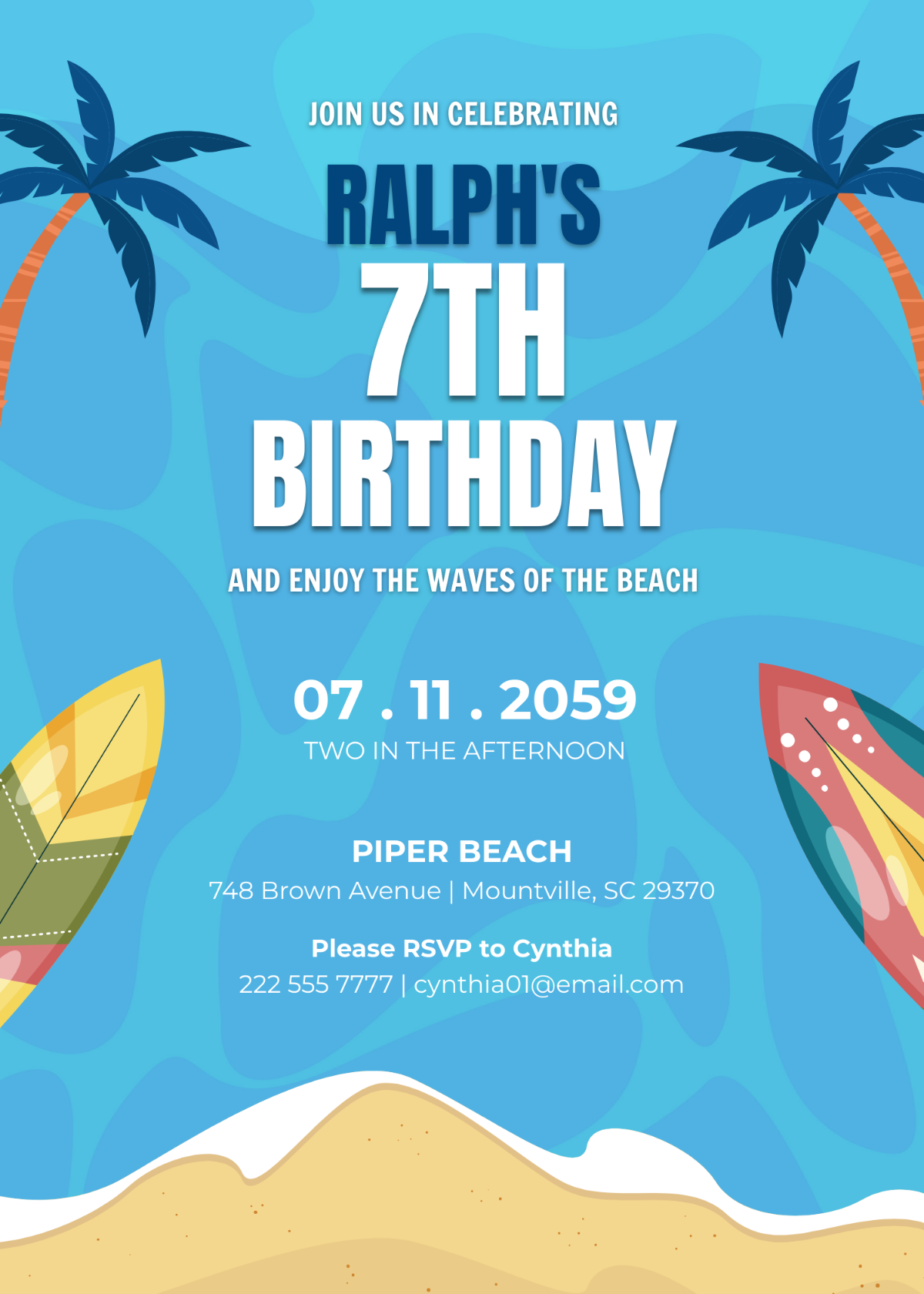 beach party invitations free printable