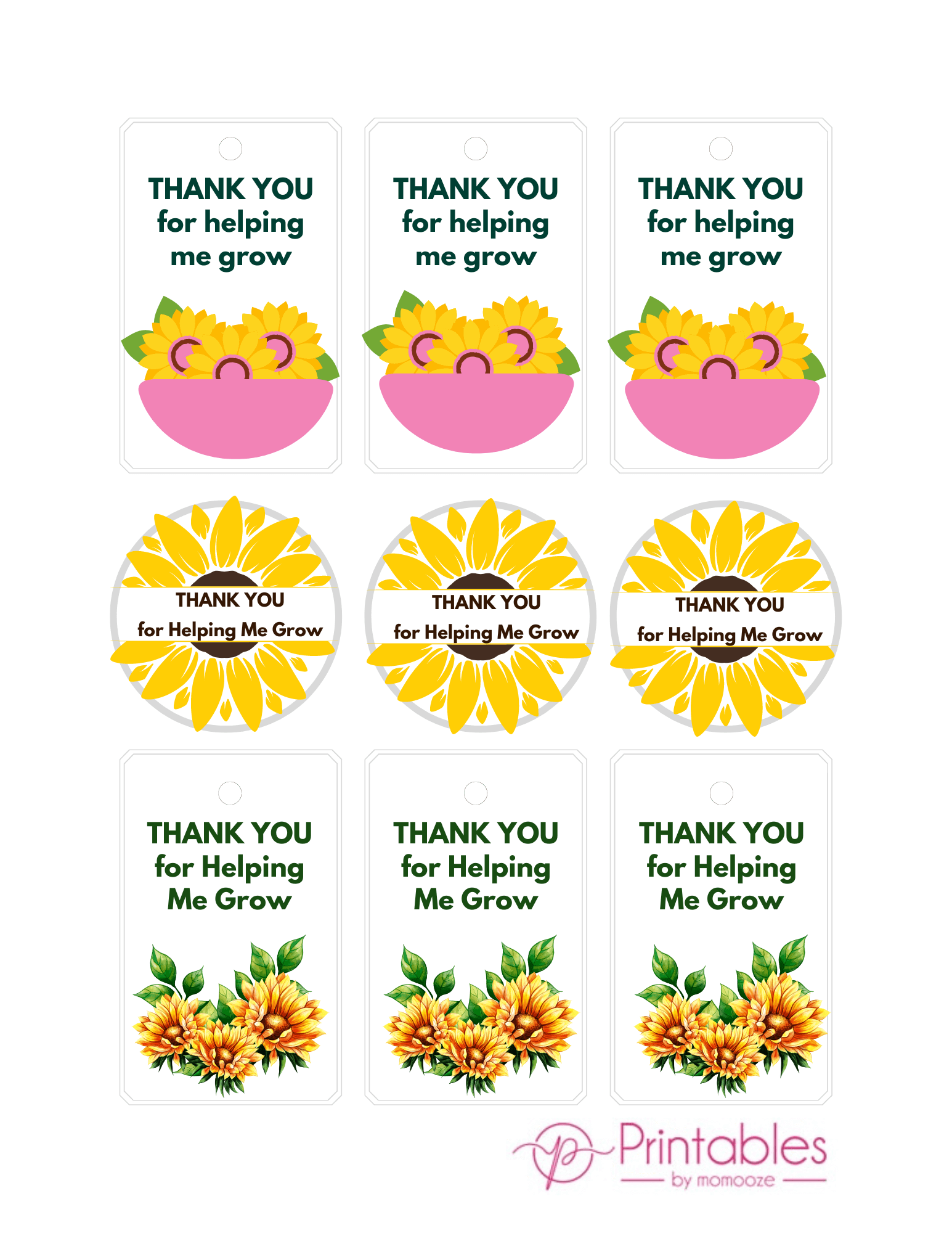 FREE Thank You For Helping Me Grow Printable Cute Tags To Print At Home