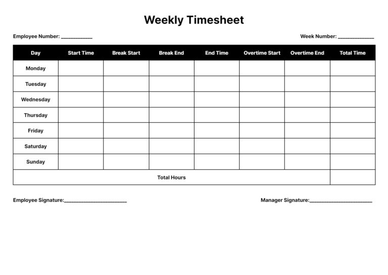 Free Timesheet Templates Download Daily Weekly And Monthly Time 