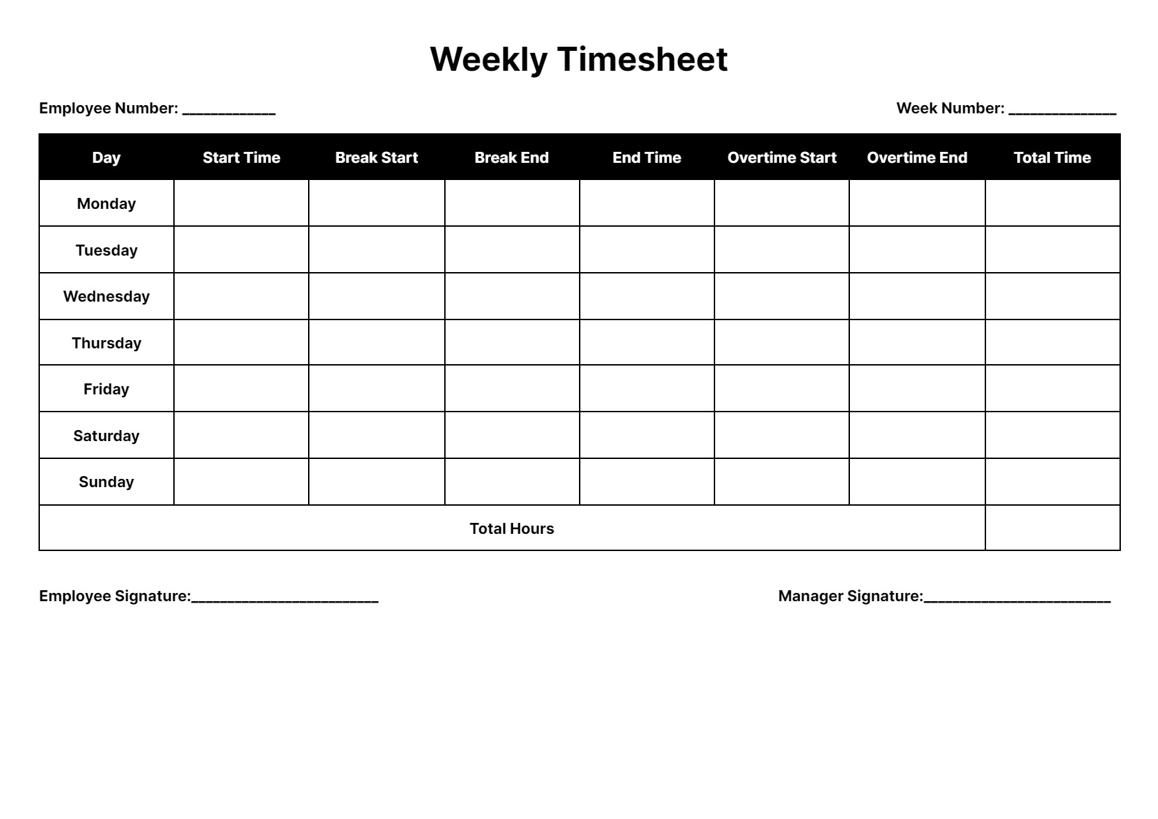 Free Timesheet Templates Download Daily Weekly And Monthly Time 