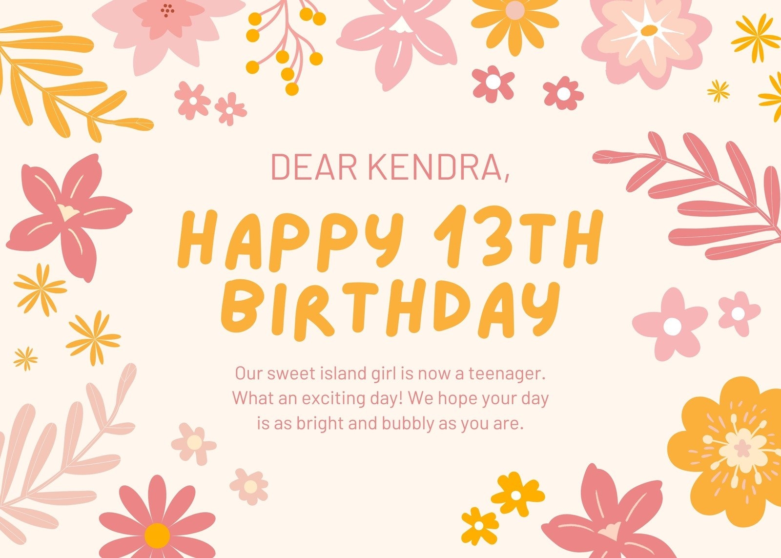 Free To Print And Edit 13th Birthday Card Templates Canva