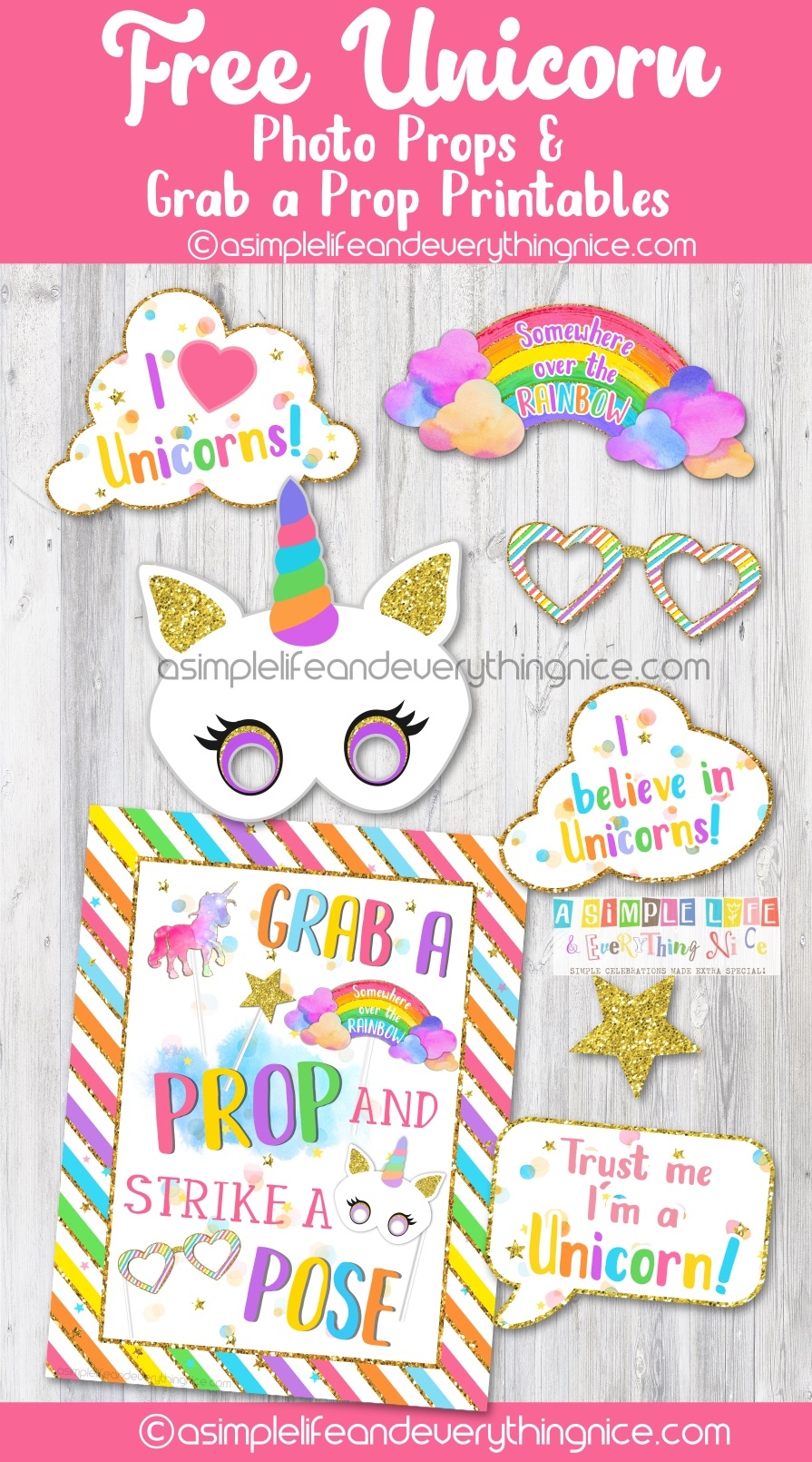 Free Unicorn Photo Props And Grab A Prop Poster Printables A Worksheets Library