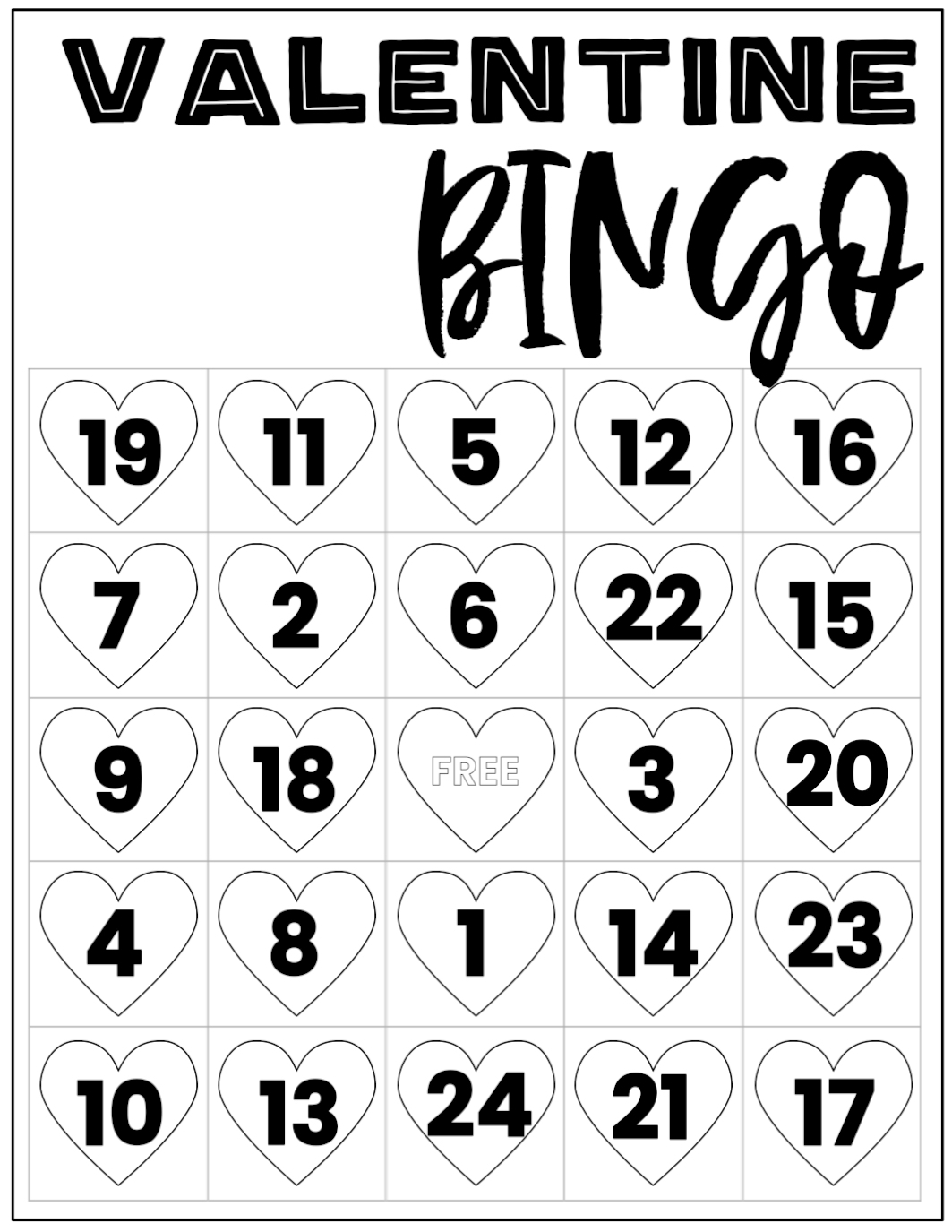 Free Valentine Bingo Printable Cards Paper Trail Design