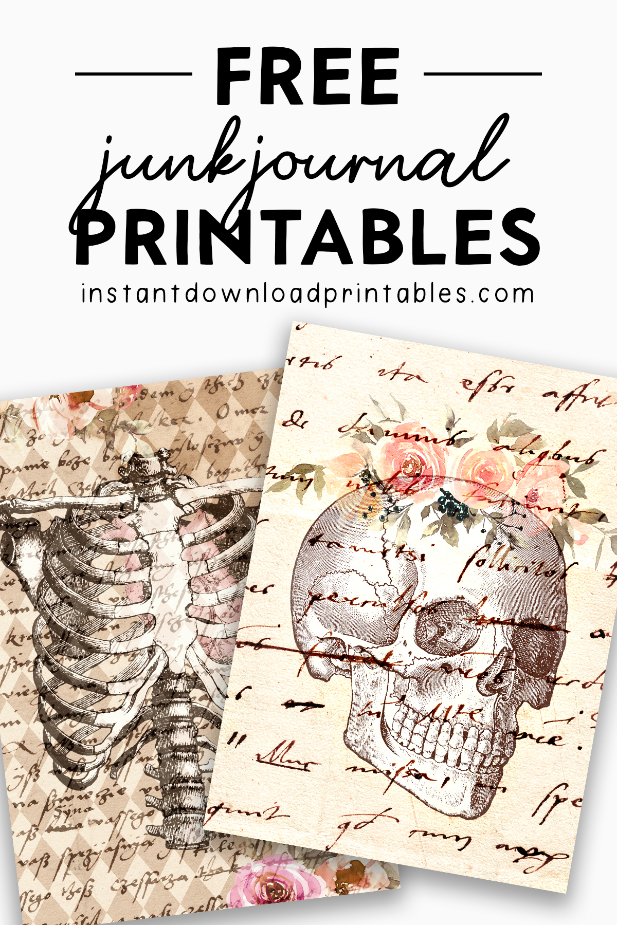 Free Vintage Skeleton Art Journal Scrapbook Digital Instant 