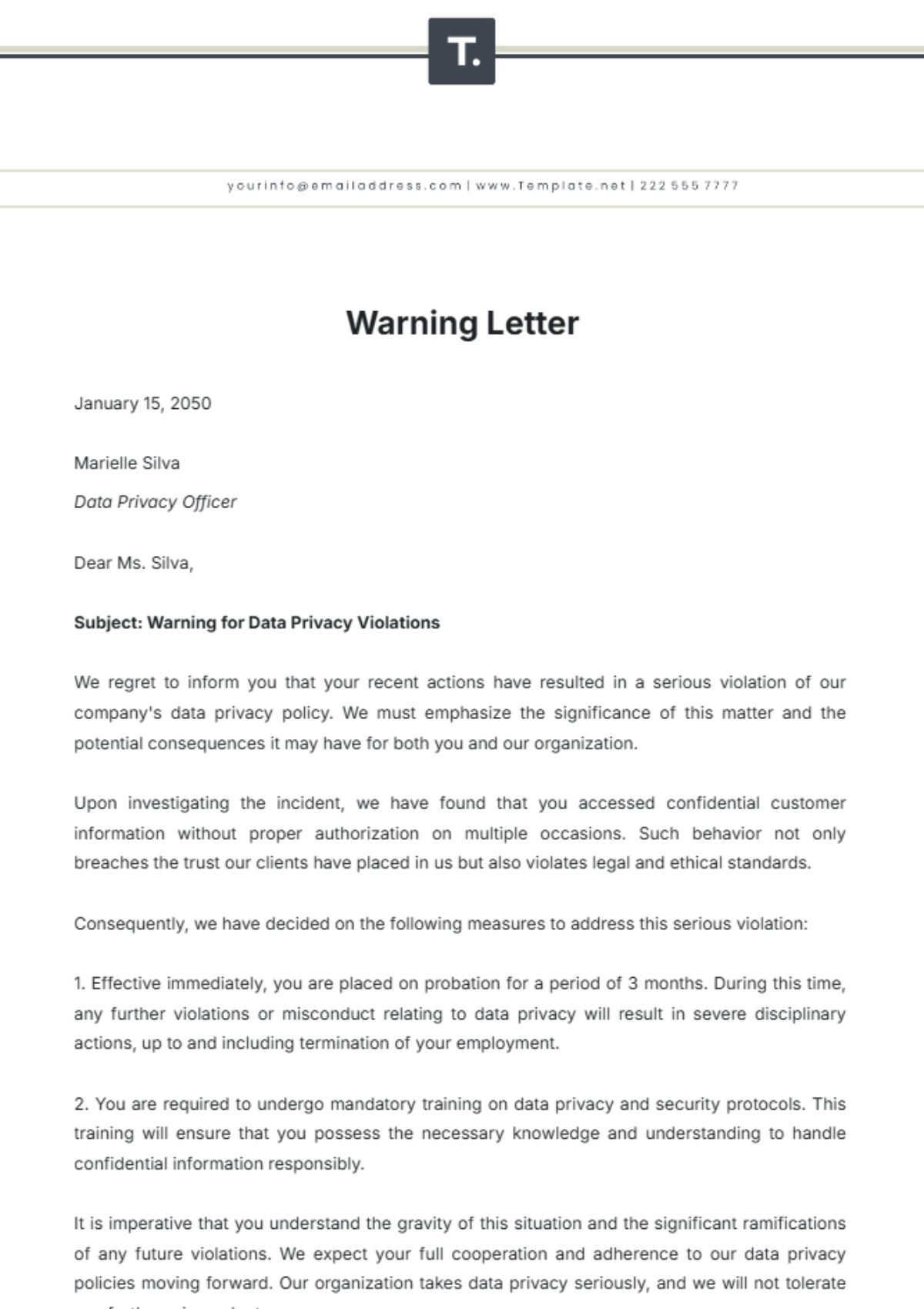 Free Warning Letter Templates Editable And Printable