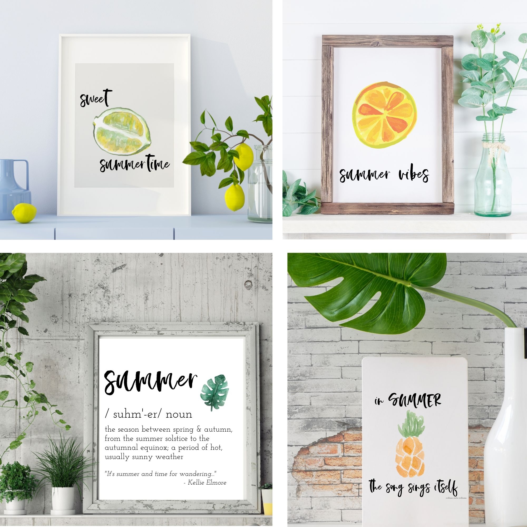 Free Watercolor Printables For Summer Farmhouse Wall Art 