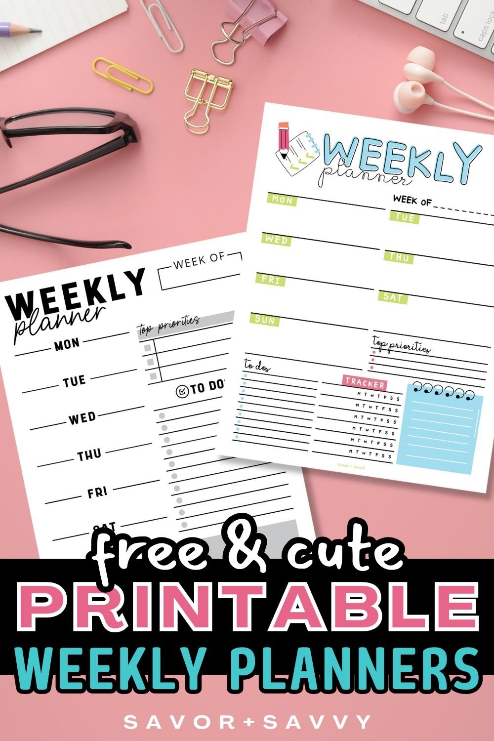Free Weekly Planner Printable A5 Half Letter Letter Size