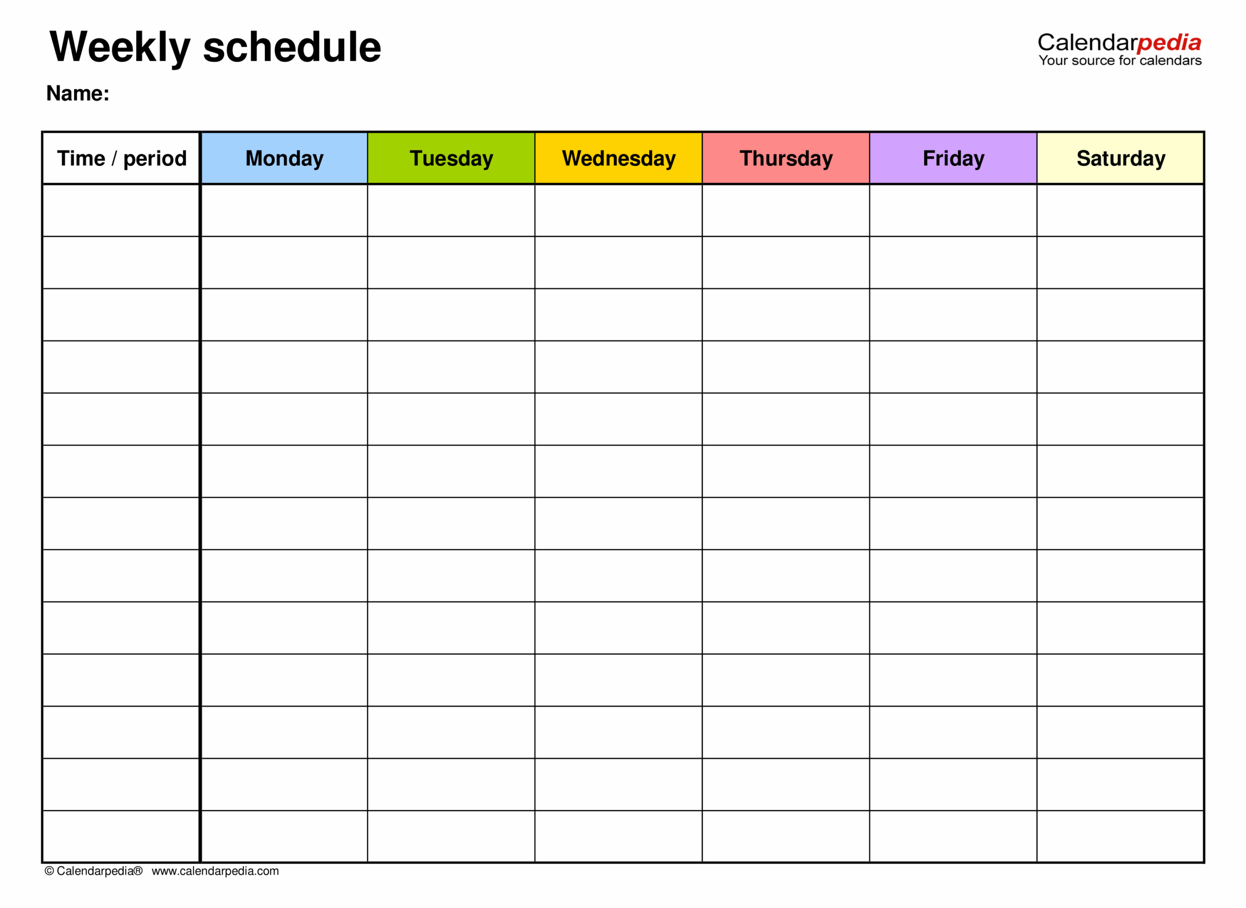 Free Weekly Schedules For PDF 24 Templates