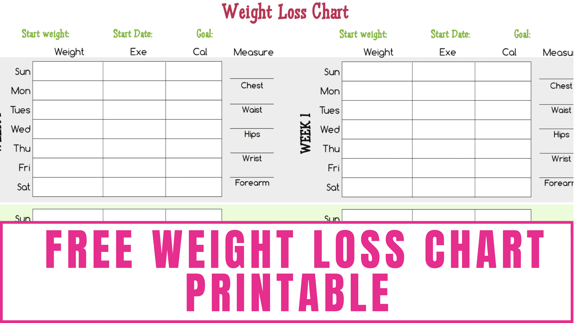 free weight loss printables