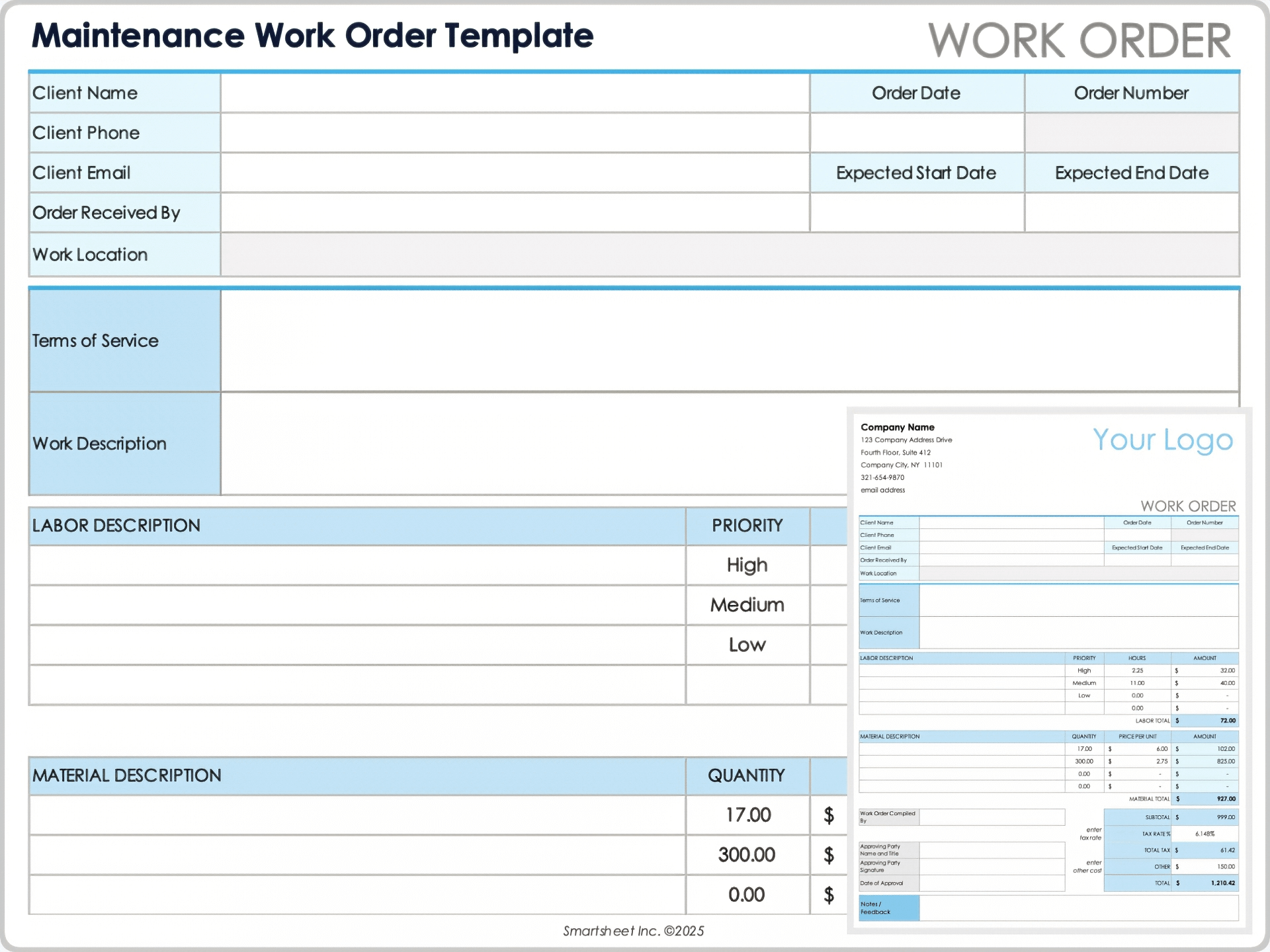 Free Work Order Forms U0026 Templates All Formats Editable