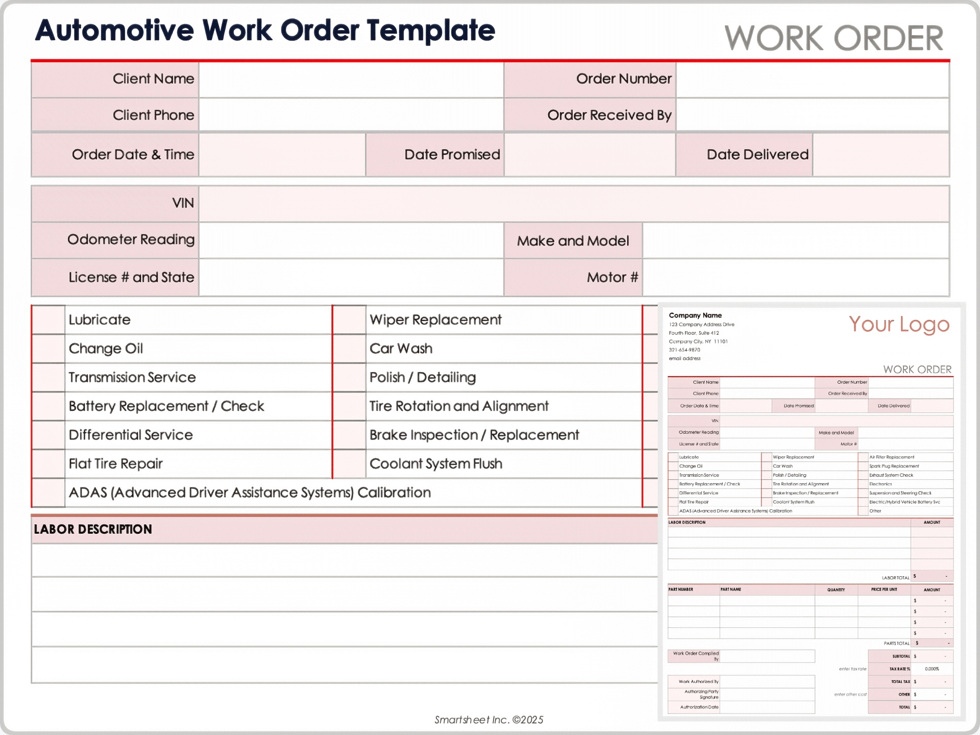 Free Work Order Forms U0026 Templates All Formats Editable