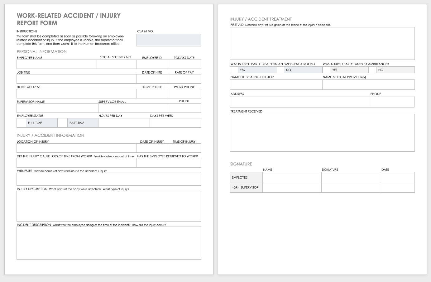 free employee vehicle accident report form printable