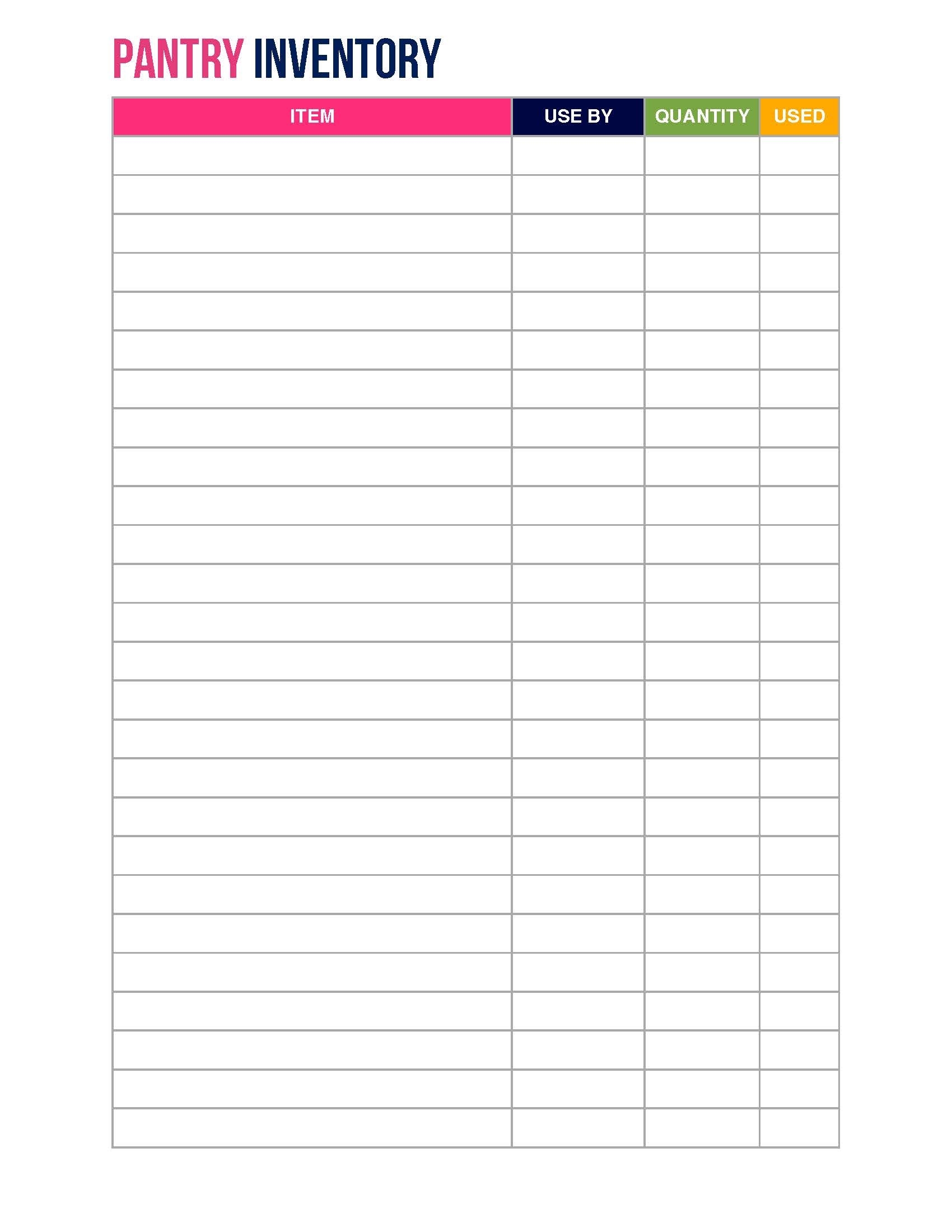 printable fabric inventory sheets free