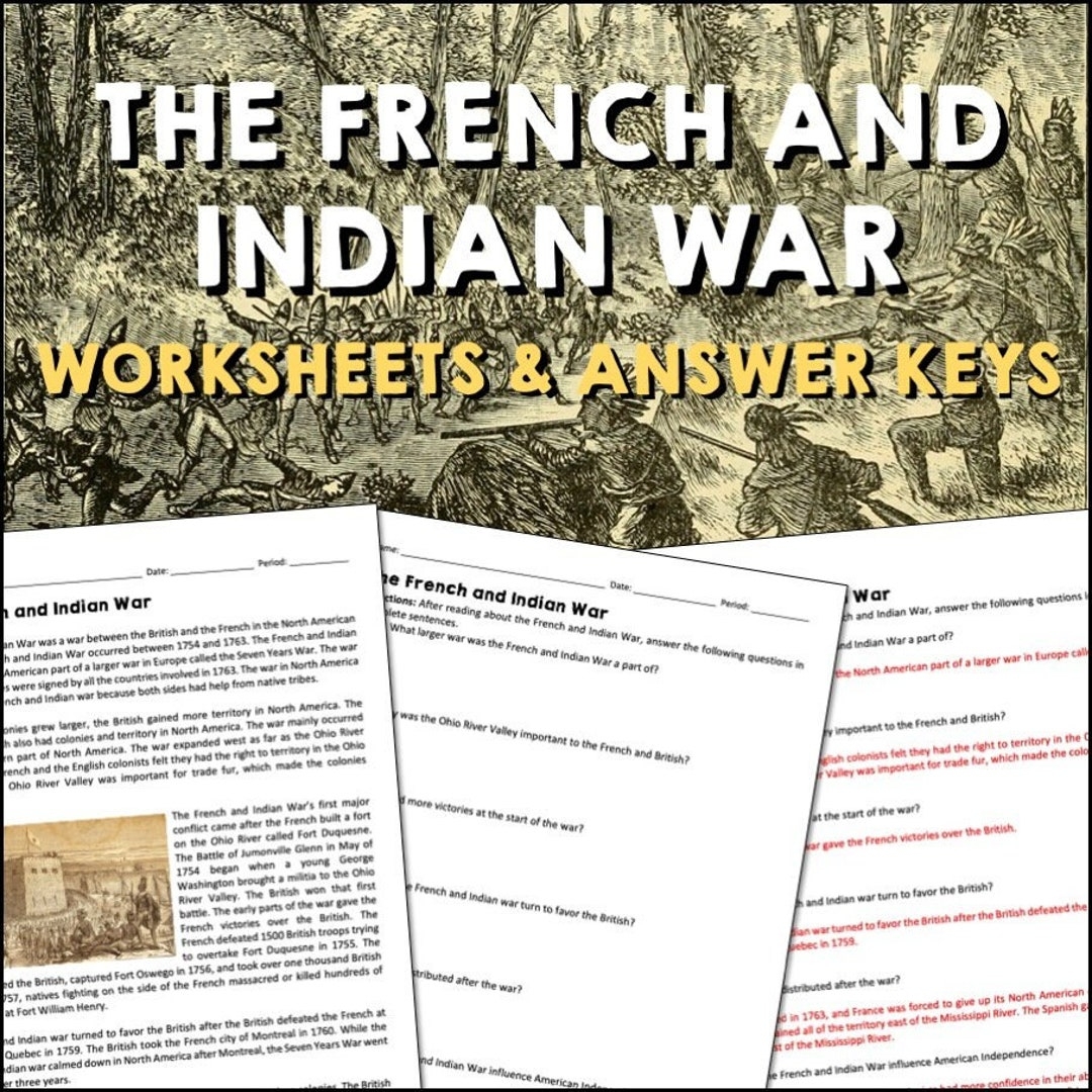 french and indian war printable worksheets
