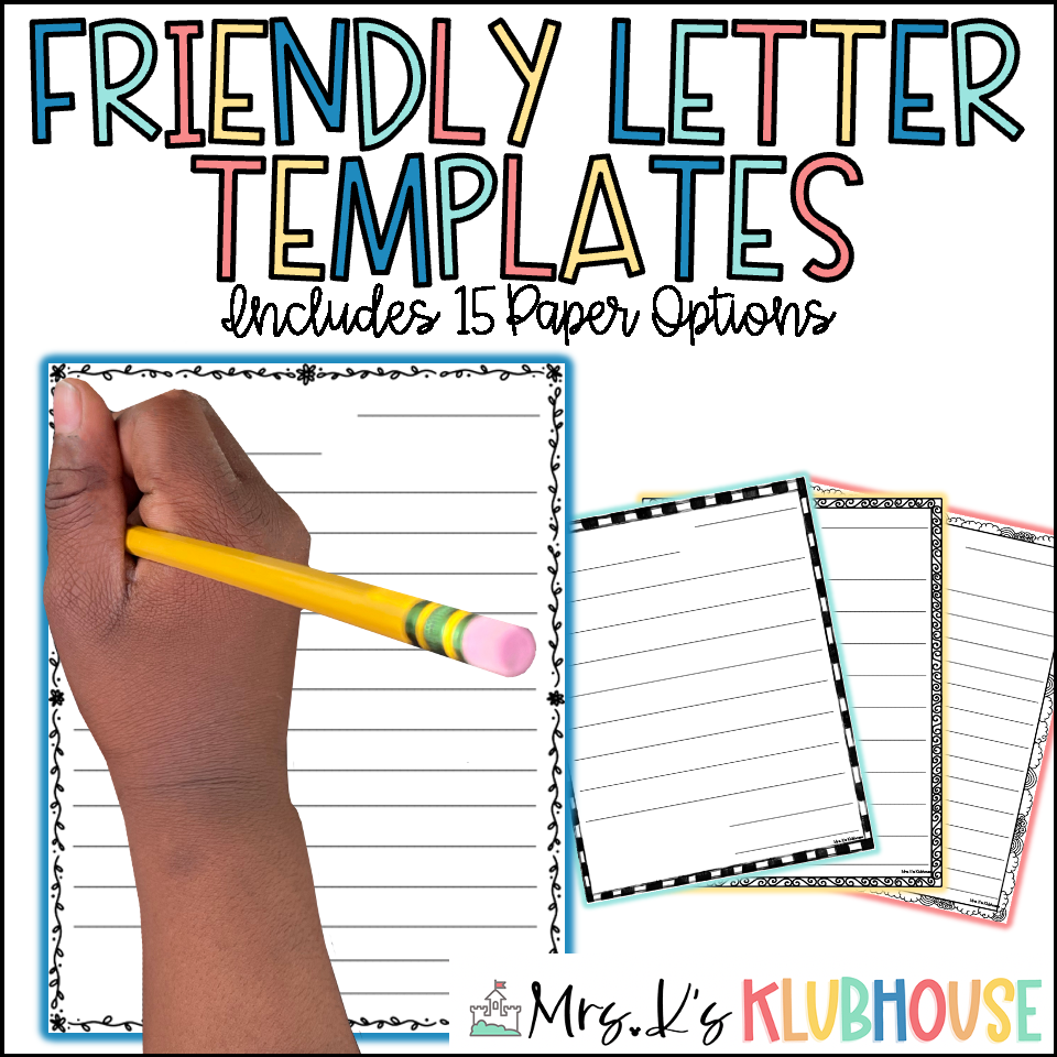 Friendly Letter Templates 15 Templates With 2 Line Options 