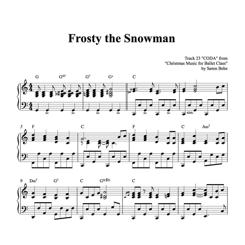 Frosty The Snowman Piano Christmas Sheet Music PDF 