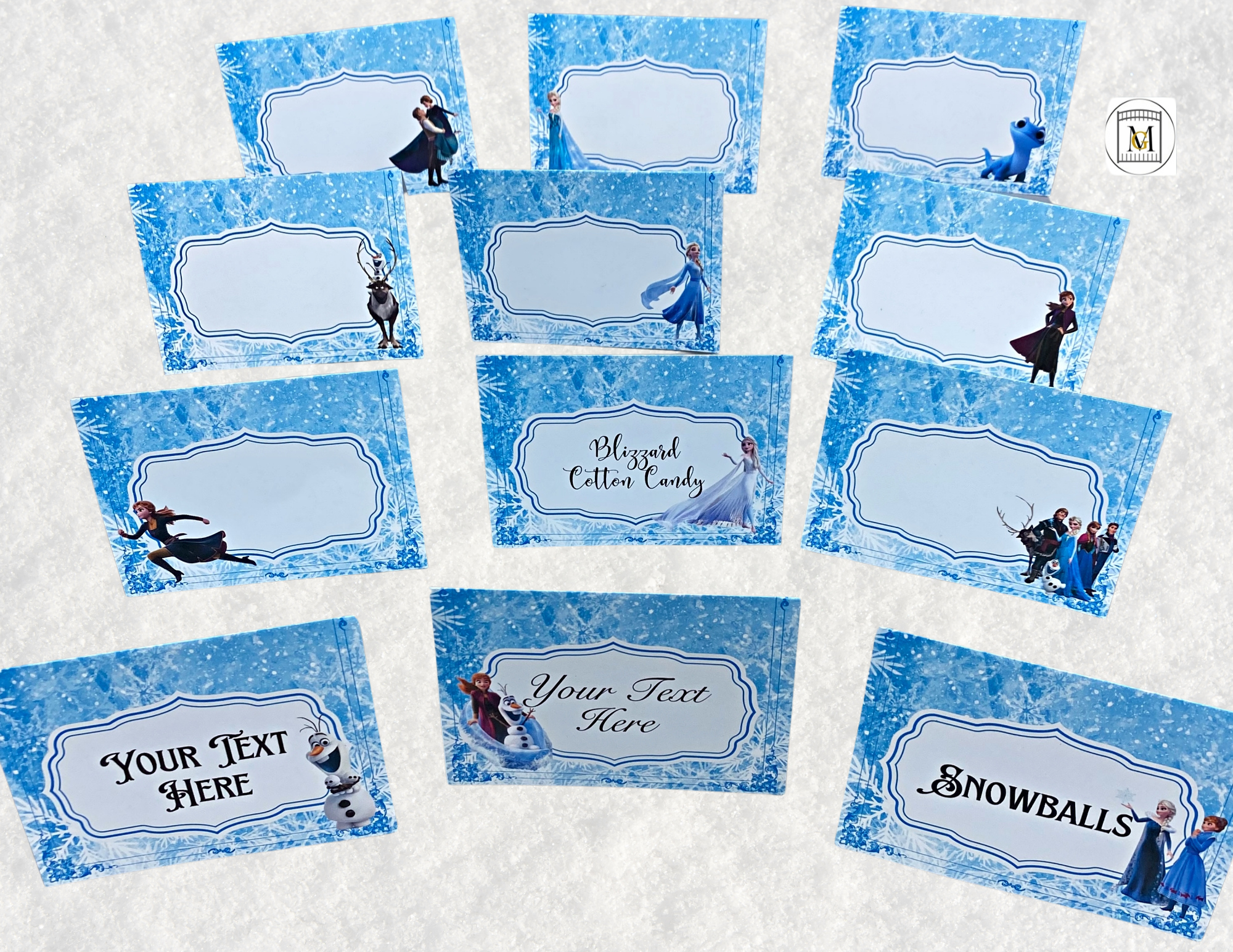 Frozen Birthday Party Food Label Candy Label Place Cards EDITABLE Download Major Gates