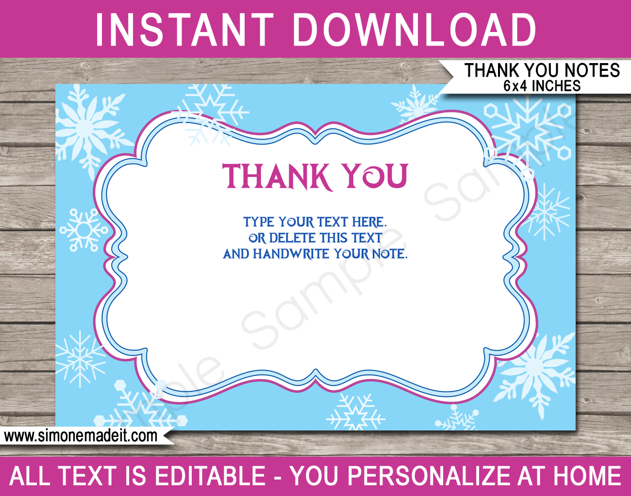 Frozen Party Thank You Cards Template