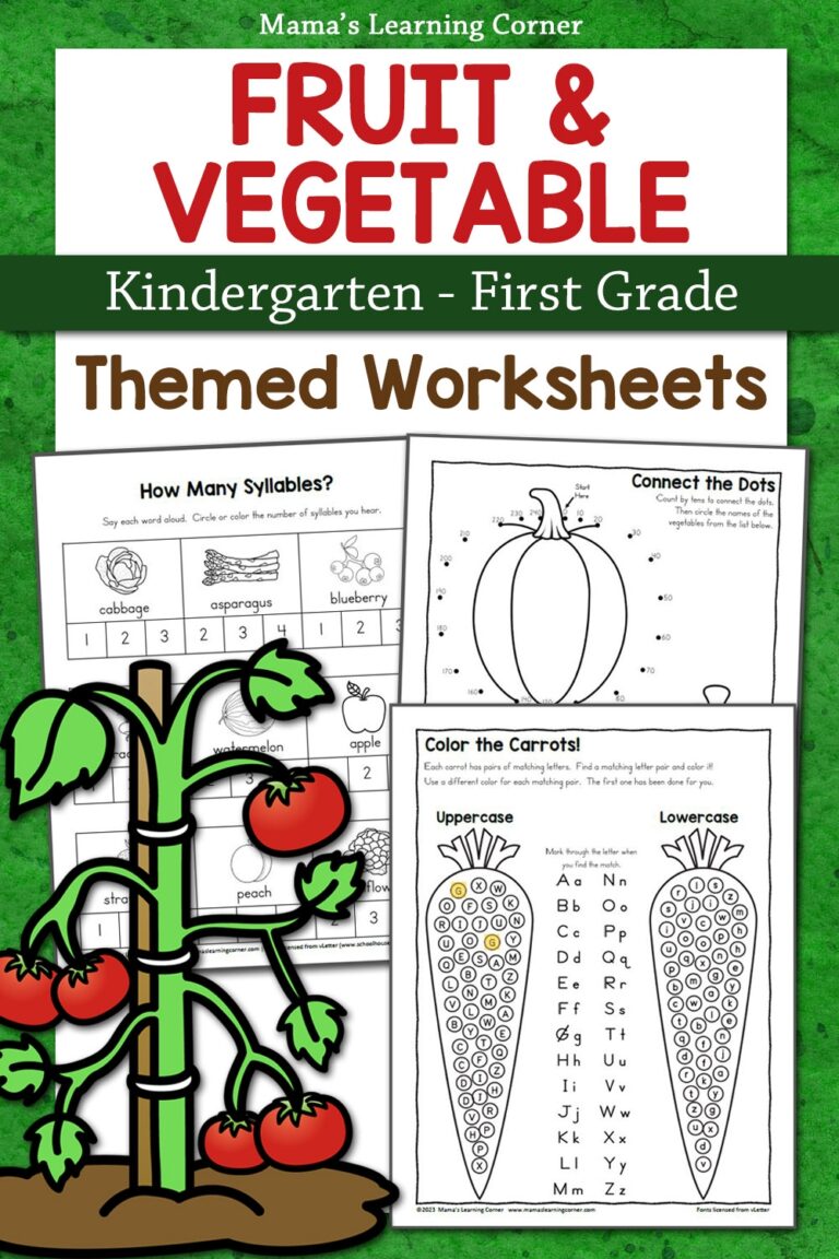 Fruit And Vegetable Worksheets For Kindergarten U0026 1st Grade Mamas Learning Corner