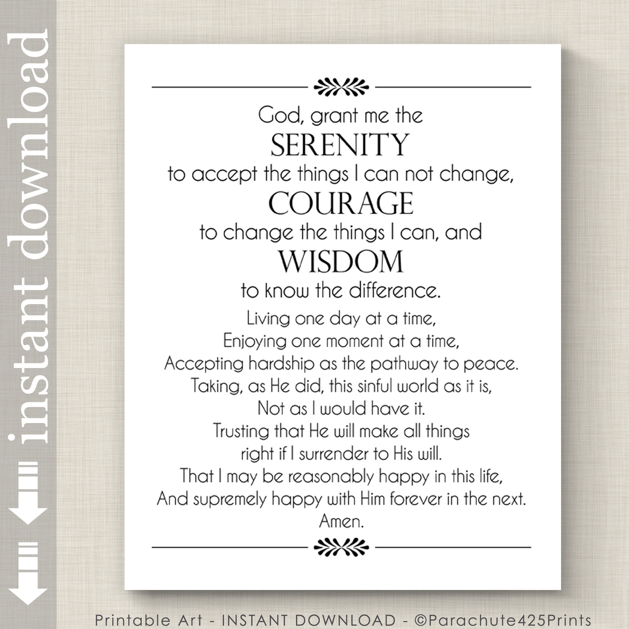free printable serenity prayer