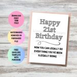 Funny 21st Birthday Card Printable Birthday Card Milestone Birthday Card For Brother Sister Or Friend 21 Birthday Gift For Her