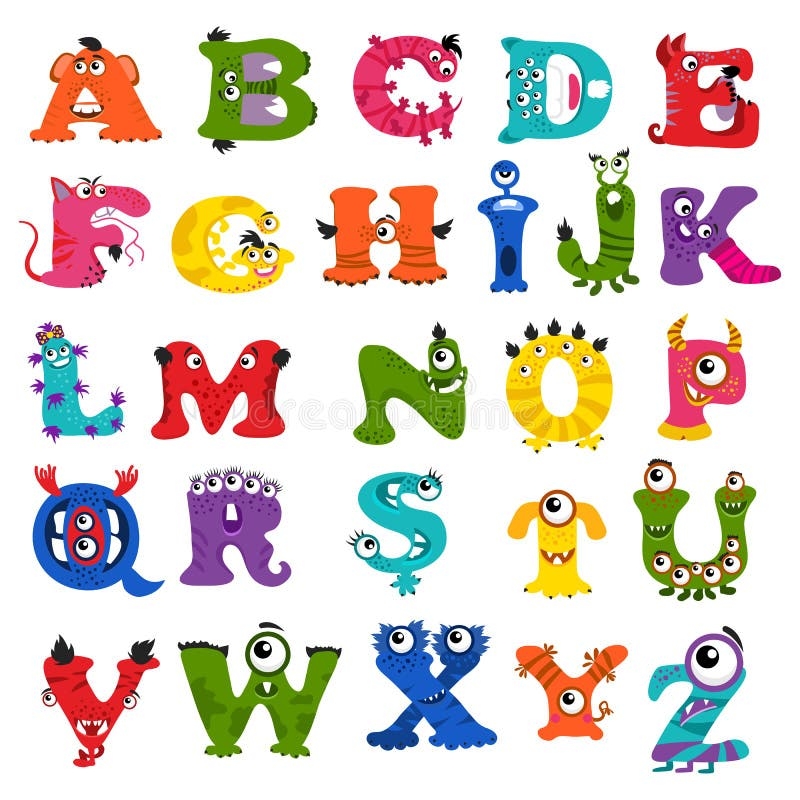 Funny Vector Monster Alphabet For Kids Stock Vector Illustration Of Flat Knowledge 77220140
