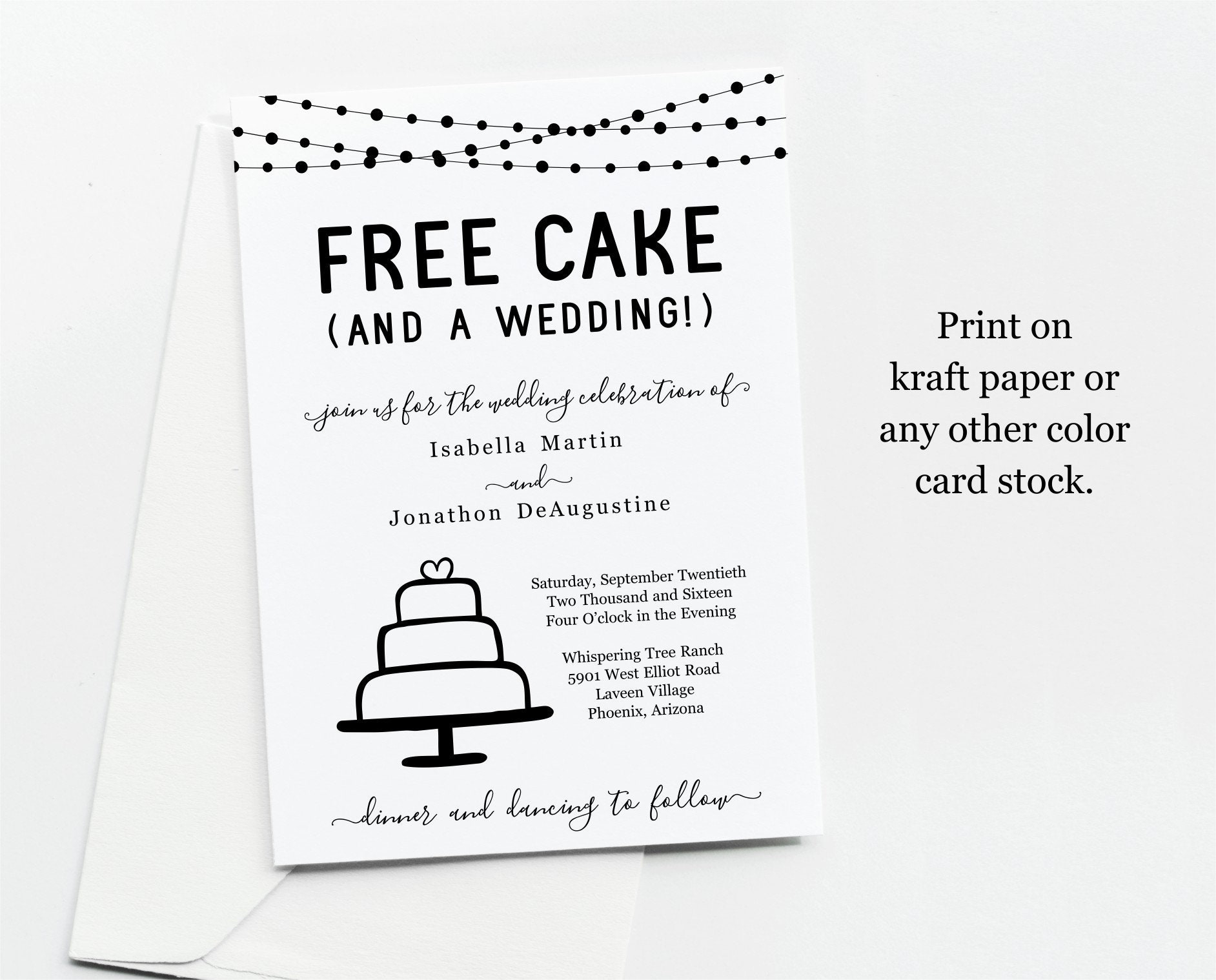 Funny Wedding Invitation Template Free Cake Fun Printable Set Rustic Kraft Paper Instant Download Digital File PDF Suite
