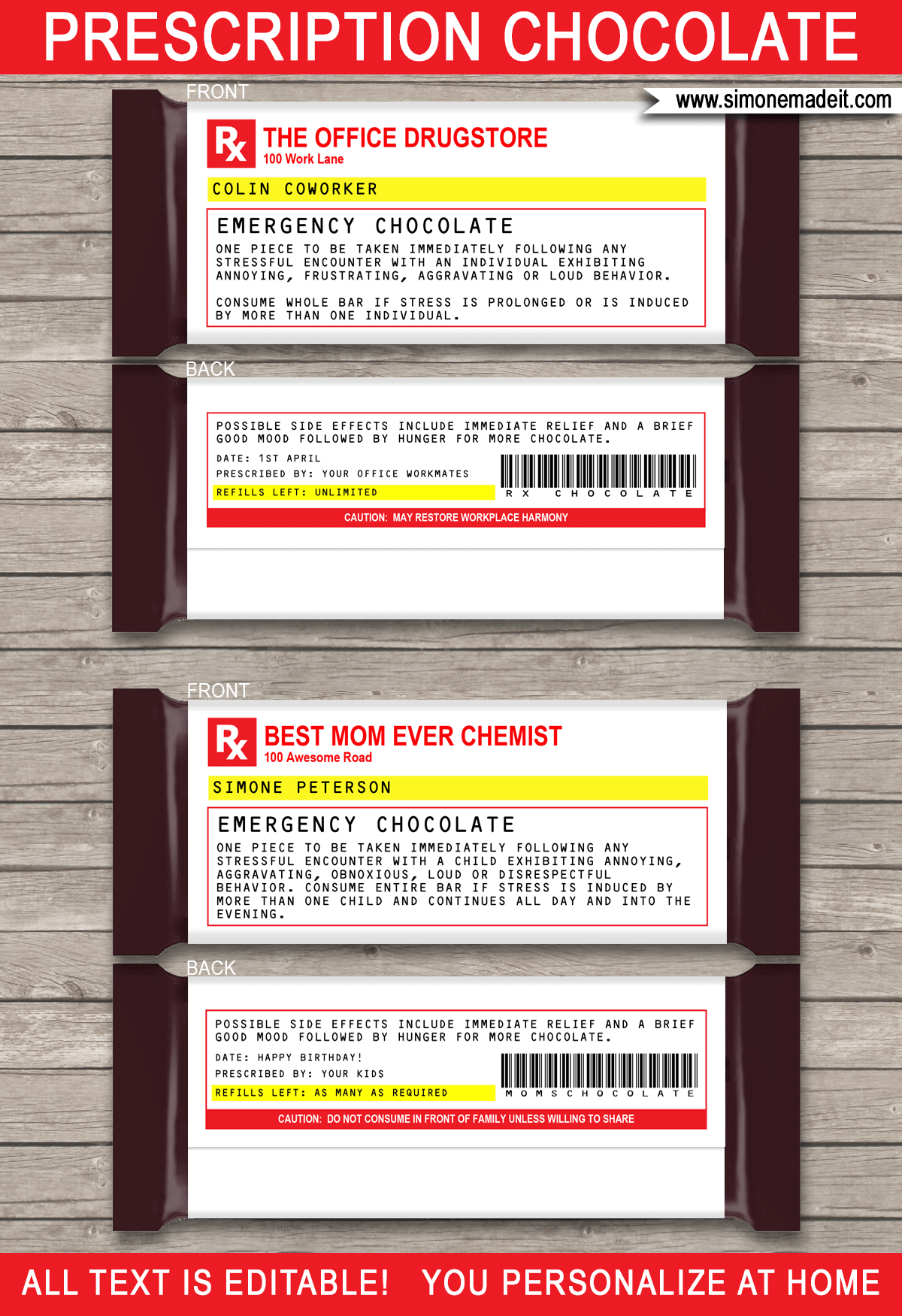 Gag Prescription Label Templates Printable Chill Pills Funny 