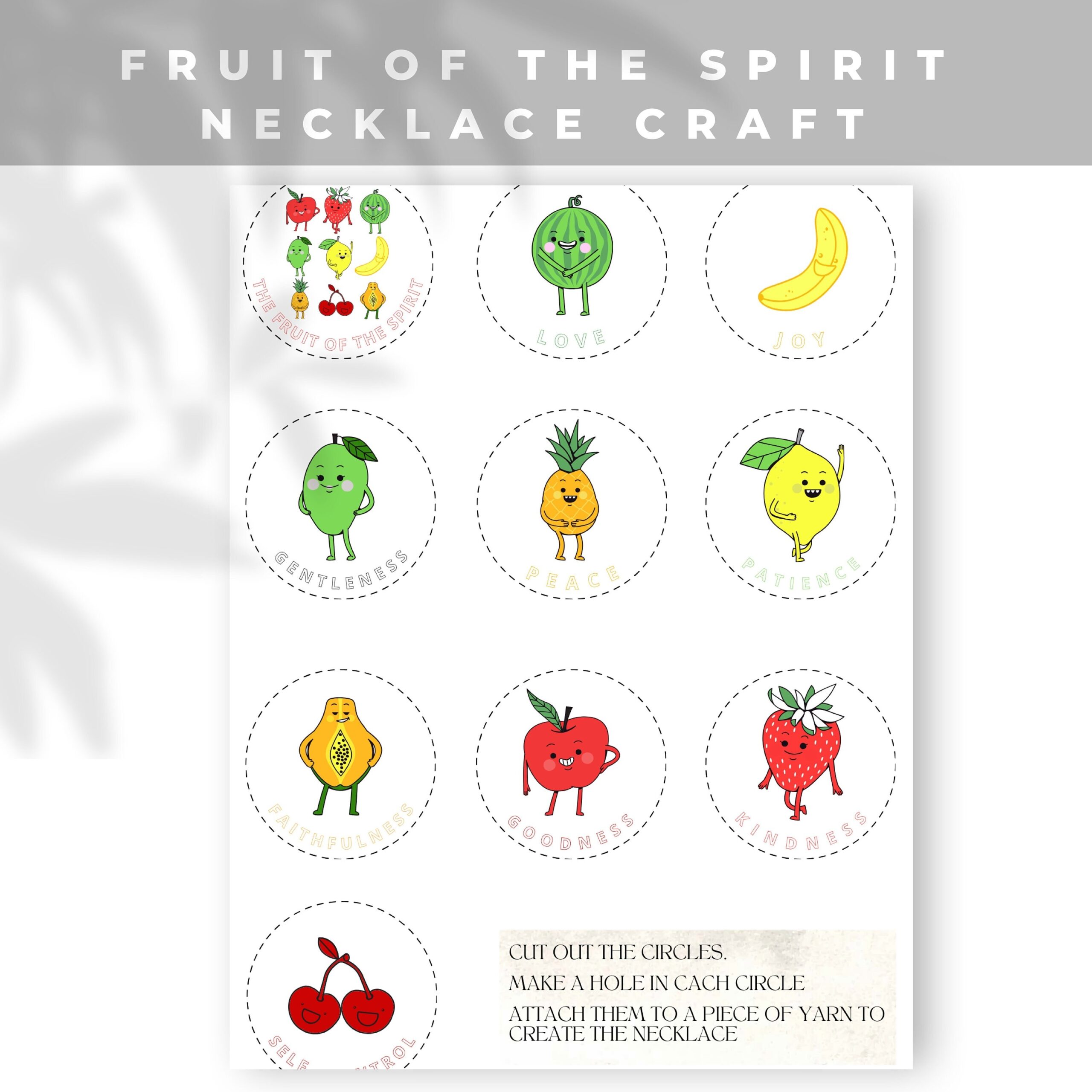 Galatians 5 12 13 Fruit Of The Spirit Necklace Craft Fruit Of The Spirit Activity Homeschool Worksheet Printable Sunday School Craft Etsy Australia