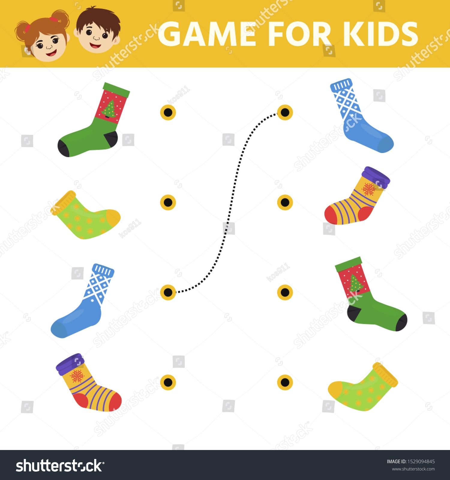 Game Children Find Pair Matching Socks Stock Vector Royalty Free 