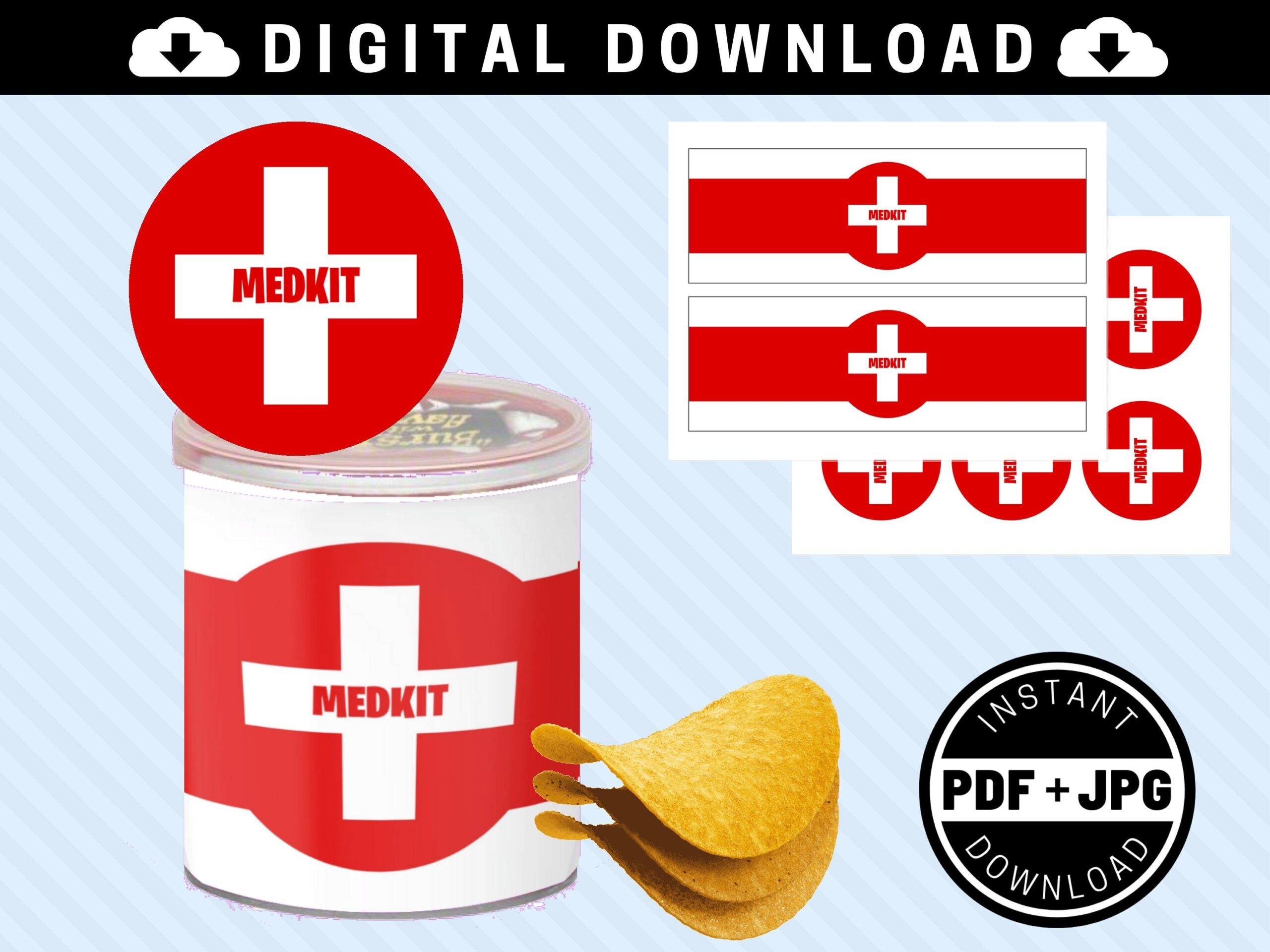 Gamer Med Kit 1 3 Oz Chip Printable Labels INSTANT DOWNLOAD 