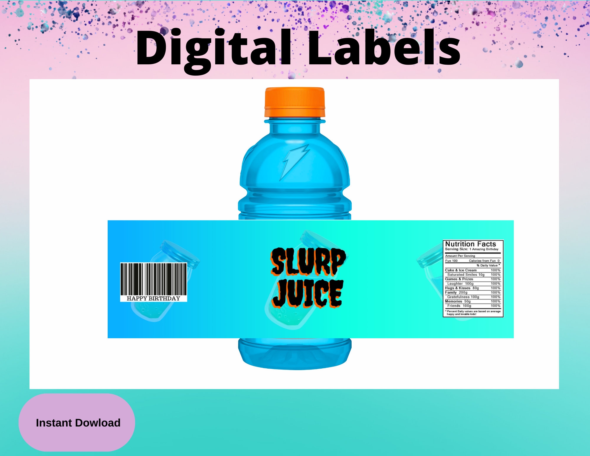 Gamer Slurp Labels printable Labels INSTANT DOWNLOAD gamer Gatorade Label Video Game Birthday Party Supplies gaming Labels Party Etsy UK
