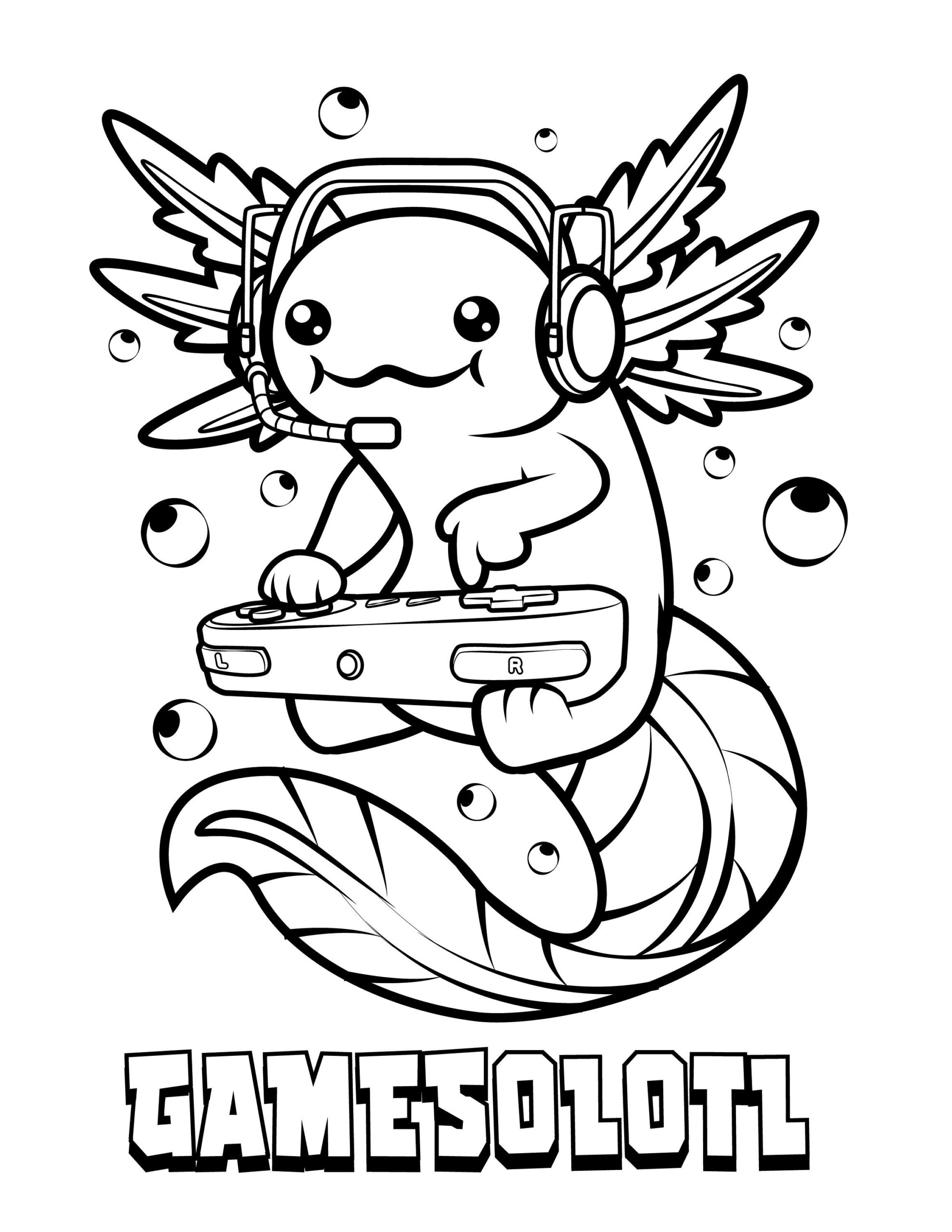 Gamesolotl Coloring Page Digital Download Axolotl Printable PDF Etsy UK