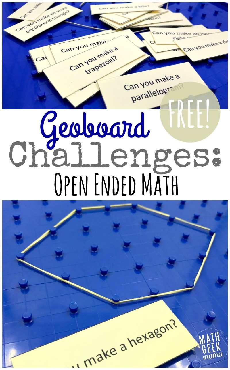Geoboard Activity Cards FREE Geometry Challenge 