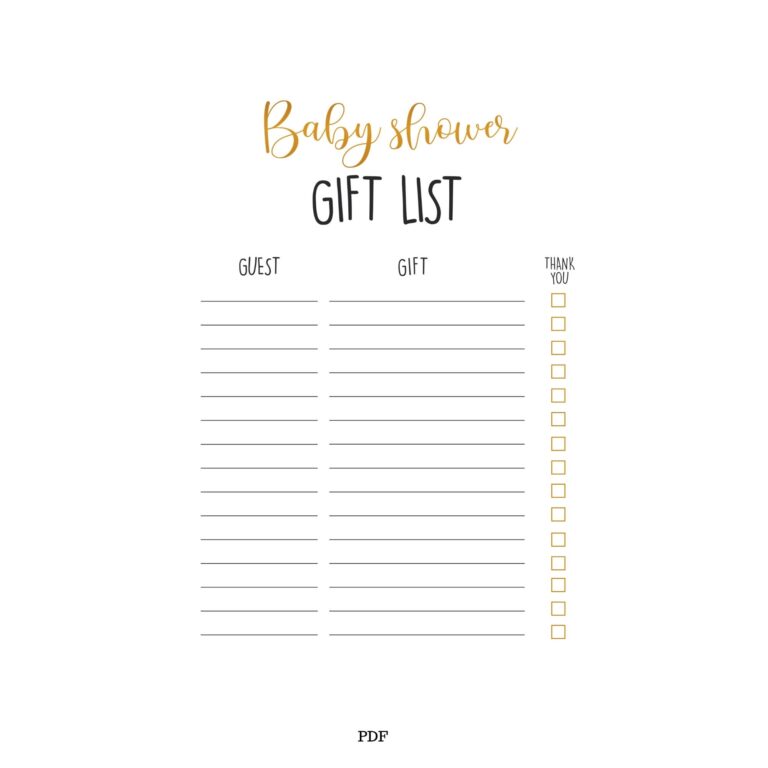 Gift List Printable Baby Gift List Baby Shower Gifts Shower 