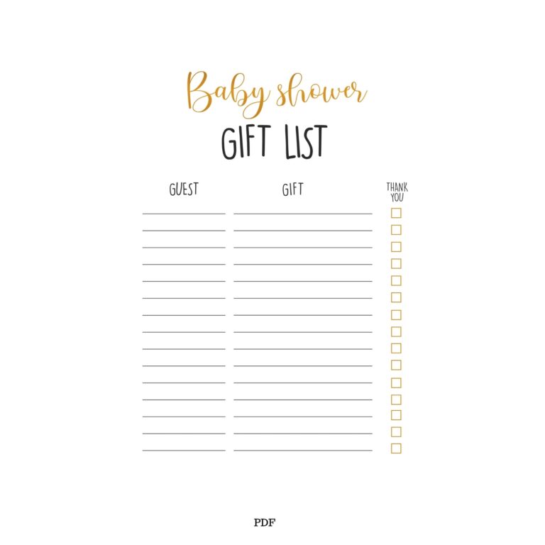 Gift List Printable Baby Gift List Baby Shower Gifts Shower Gift List Gift Log Book Template Baby Shower Etsy