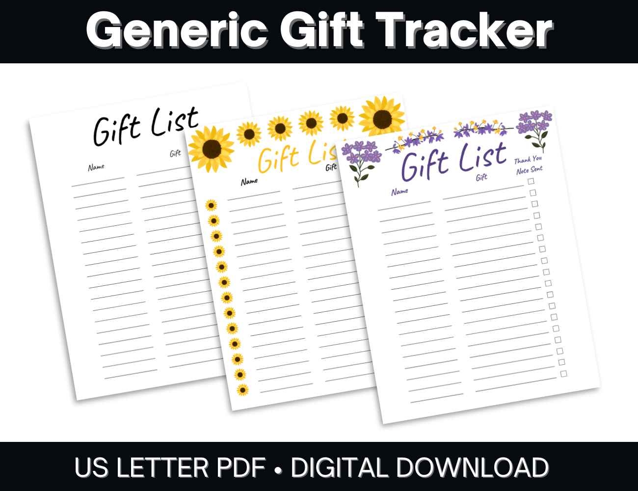 Gift List Tracker Printable Templates With Thank You Note Check Box