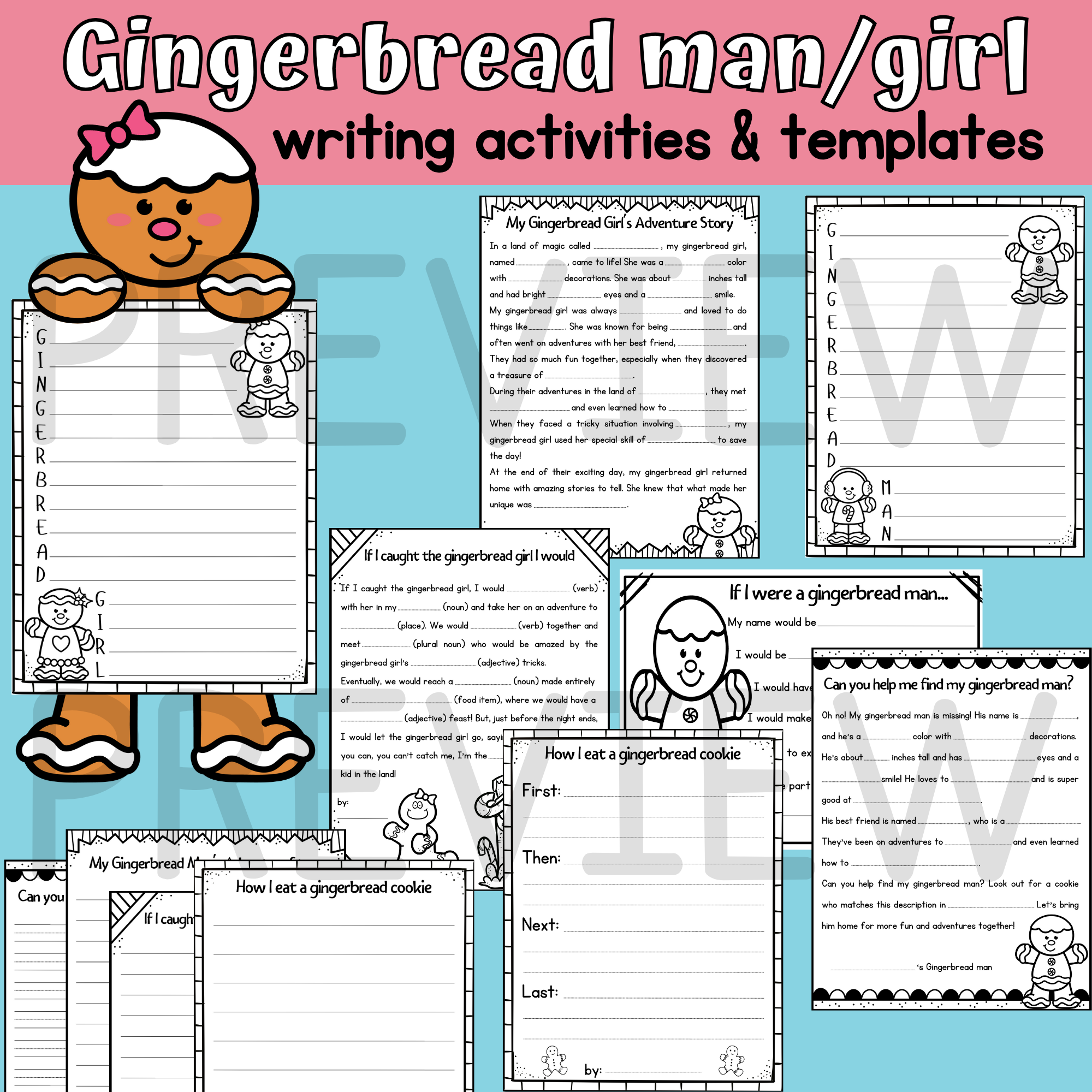 Gingerbread Man And Girl Writing Activities Templates U0026 Craft 