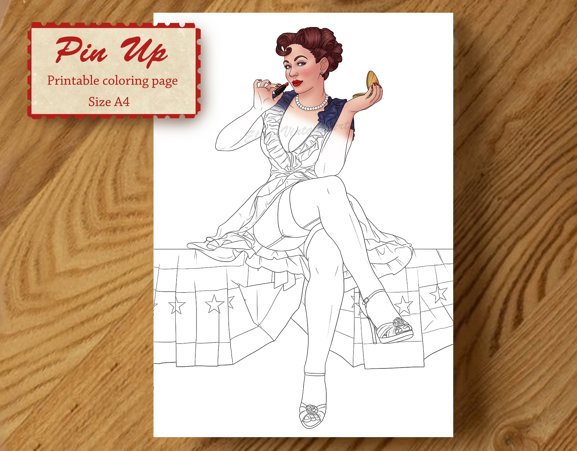 Girl Coloring Book Pages Pin Up Pdf Coloring Page Pin Up Drawing Adult Coloring Pages Printable Vintage Girl Fashion Drawing Etsy Australia