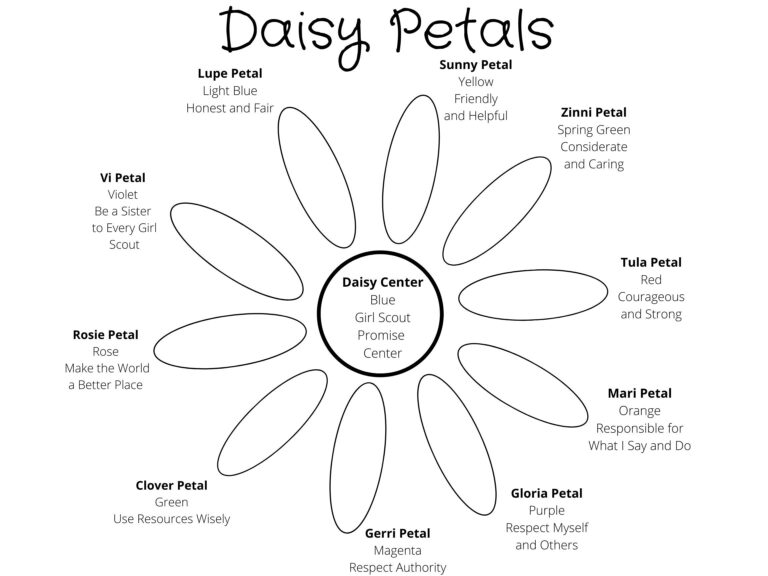 Girl Scouts Daisy Coloring Chart Daisy Coloring Page Girl Scout Coloring Girl Scout Law Digital Coloring Girl Scout Chart Daisy Color Etsy