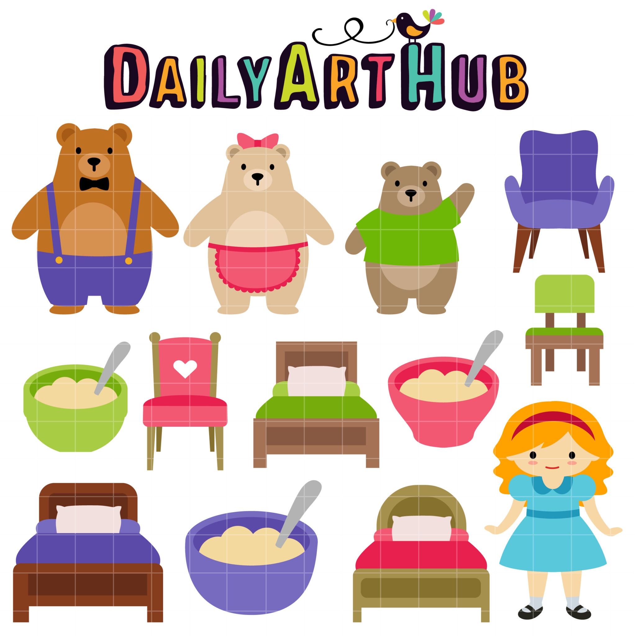 Goldilocks And The Three Bear Clip Art Set