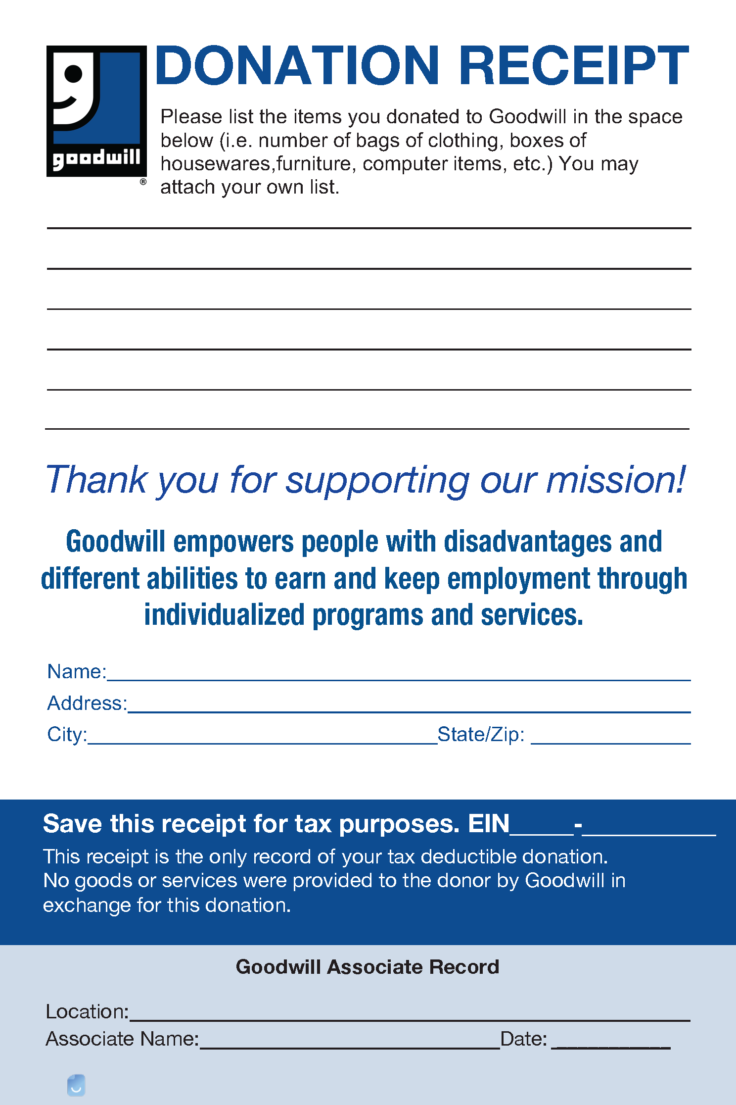 GoodWill Donation Receipt Template Invoice Maker