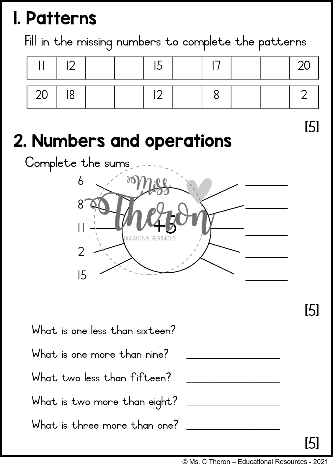 Grade 2 Term 1 Maths Baseline Assessment Teacha Worksheets 