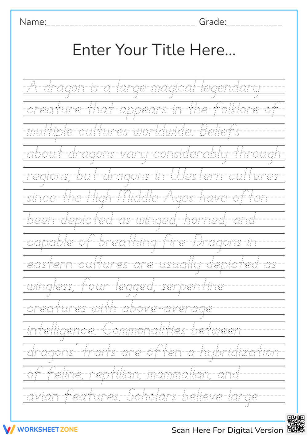 Grade 5 Handwriting Worksheets U0026 Printable