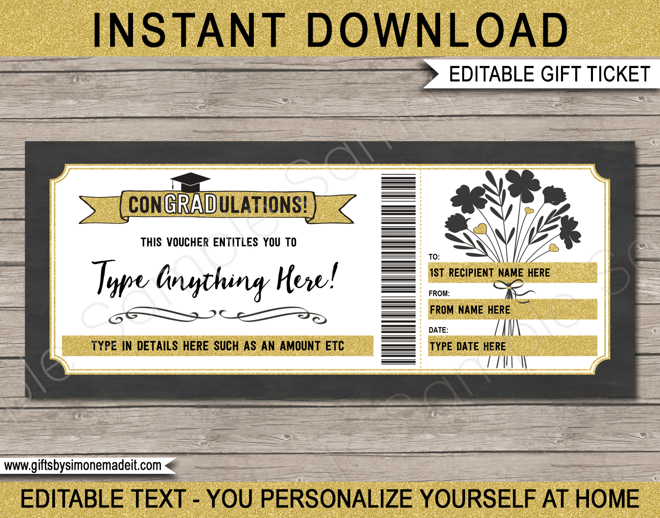 Graduation Gift Voucher Template Flowers