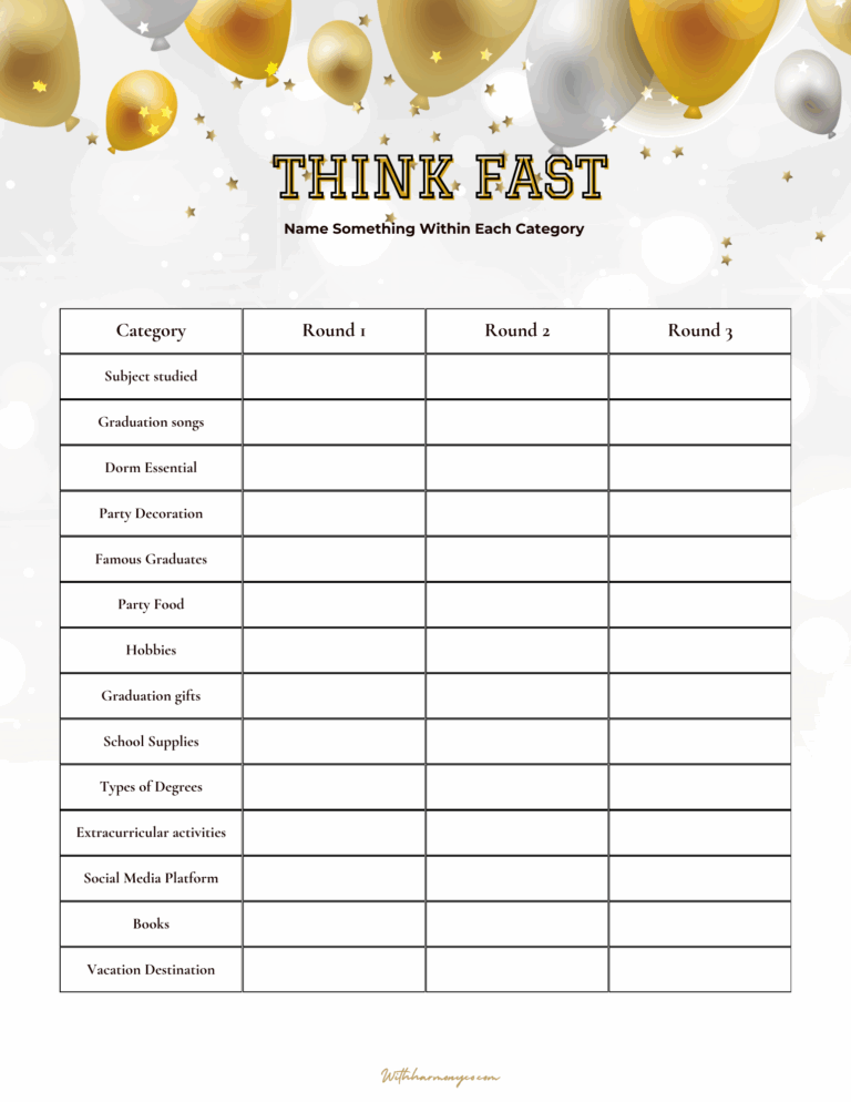 Graduation Party Printable Games Withharmony U0026co