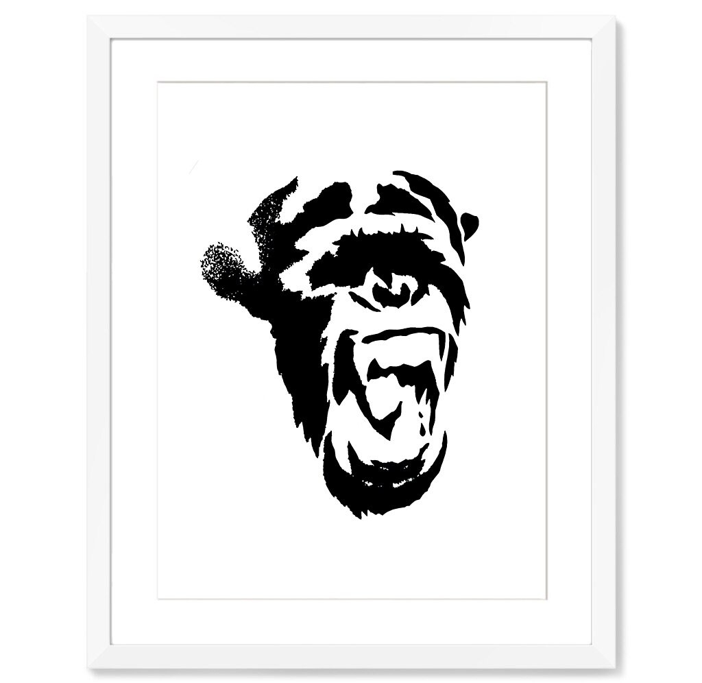 Graffiti Art Spray Paint Art Stencil Art Street Art Animal Prints Chimp Art Graffiti Wall Art Funny Art Modern Home Decor Minimal Print Etsy