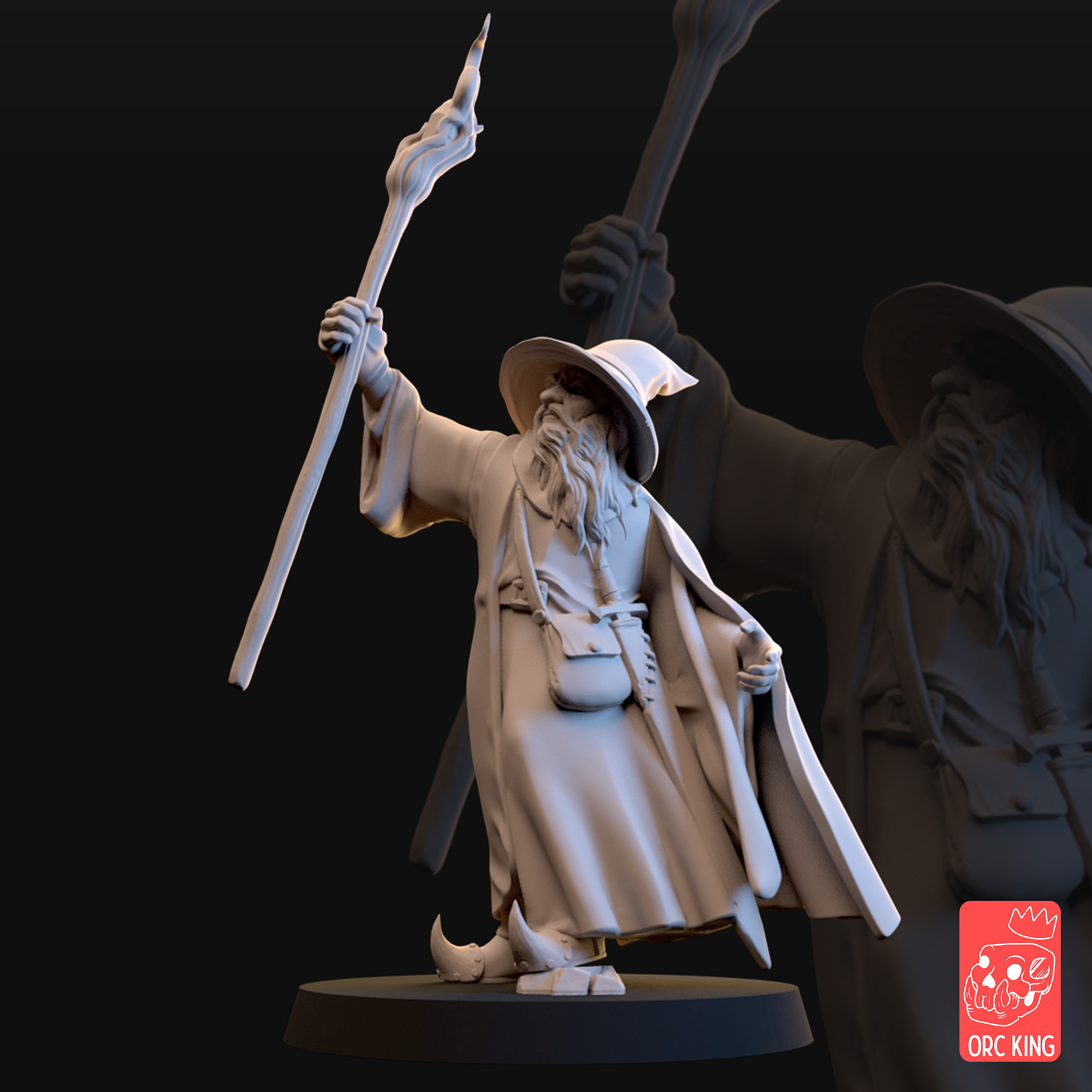 Gray Wizard Miniature 32mm Stl For 3D Printing Compatible With Du0026d And Wargames From Orc King Studio oks mmf425892 Miniset Miniatures Collectors Guide