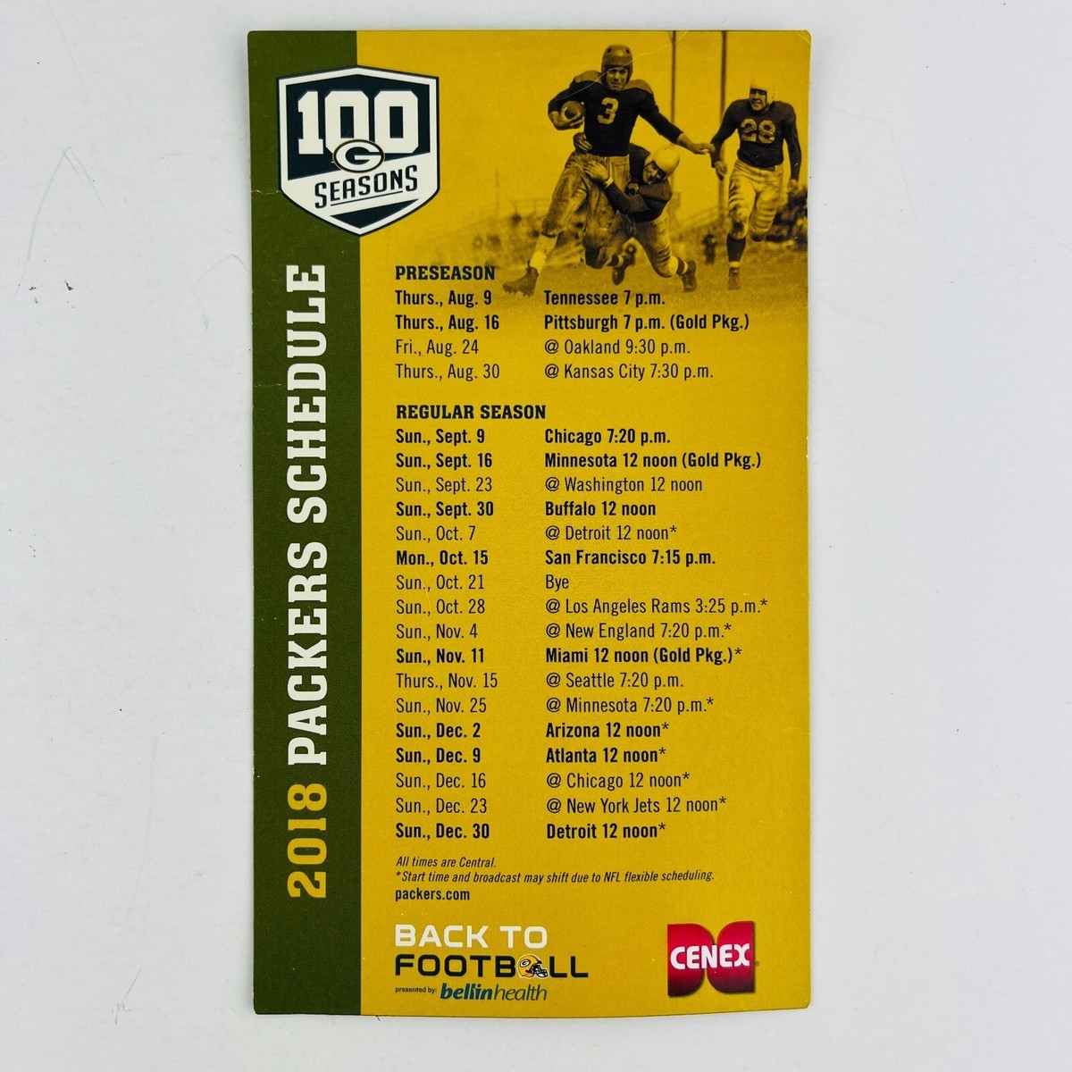 Green Bay Packers Football Magnet Vintage Sports Schedules For 