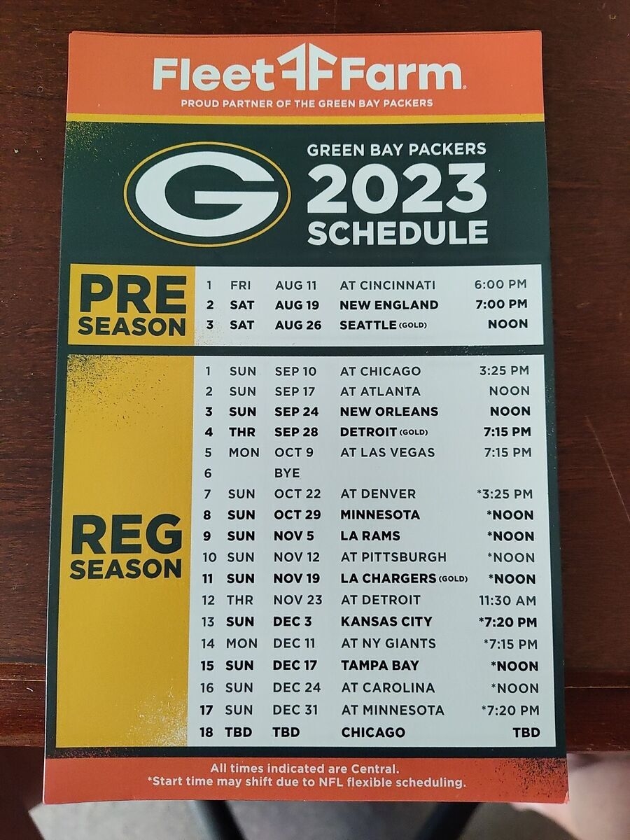 Green Bay Packers Refrigerator Magnet Schedules Choose From 2015 2019 2023 2024